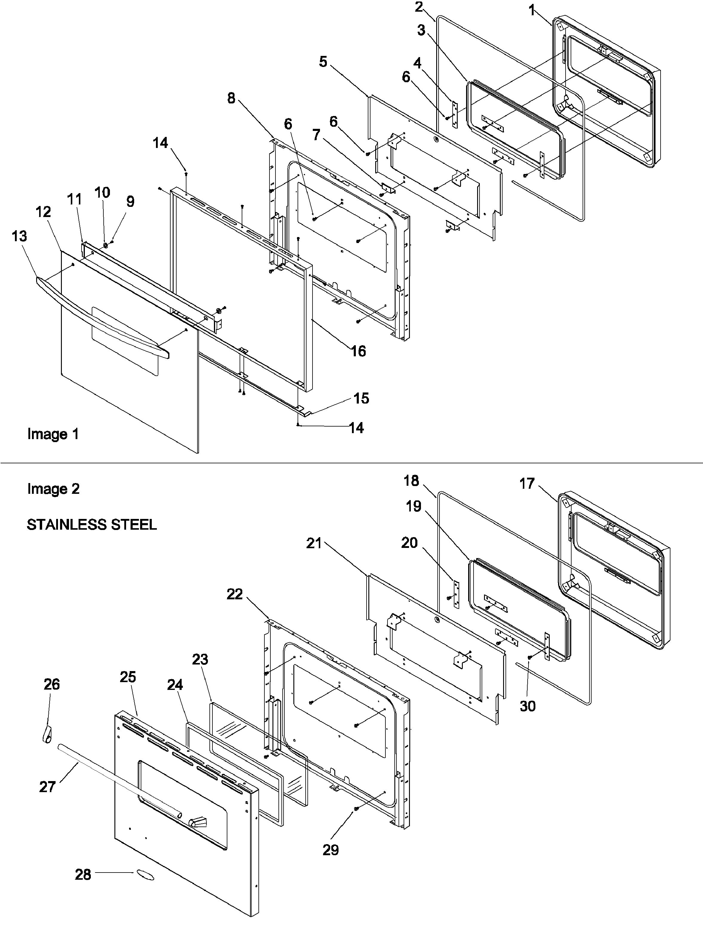 Amana AOGD2750E-P1132534NE oven door diagram