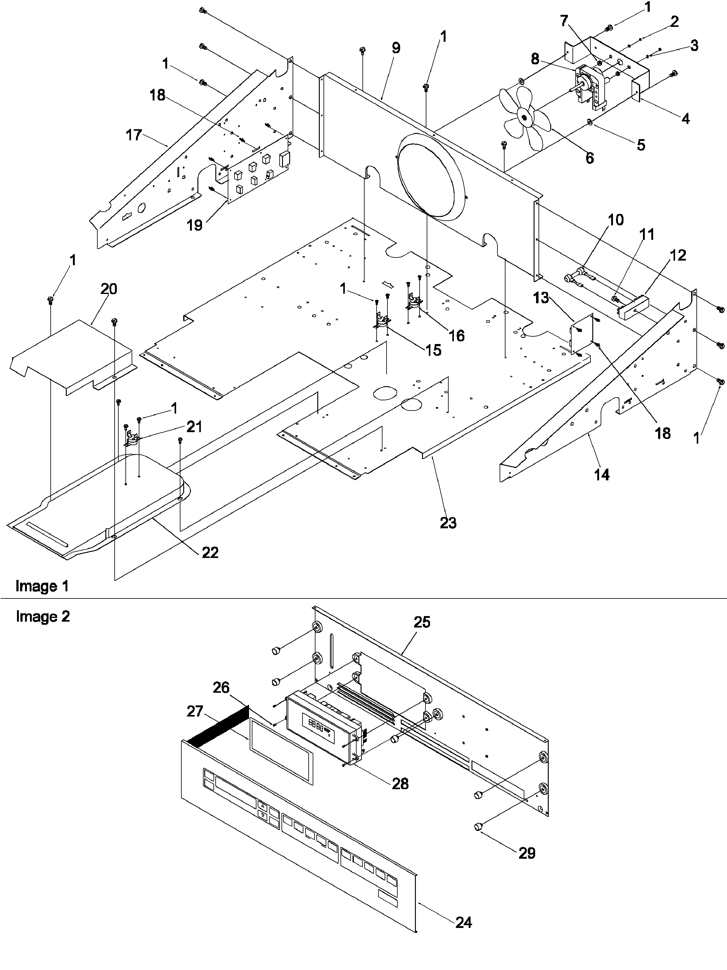 Amana AOCD2770WW-P113237NWW control compartment & panel diagram