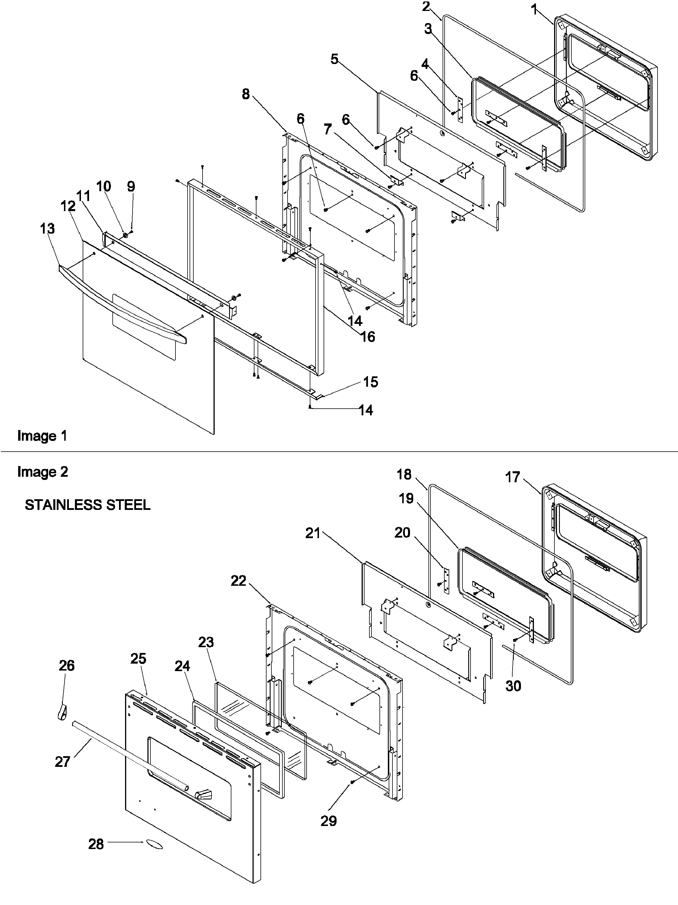 Amana AOCD2770WW-P113237NWW oven door diagram
