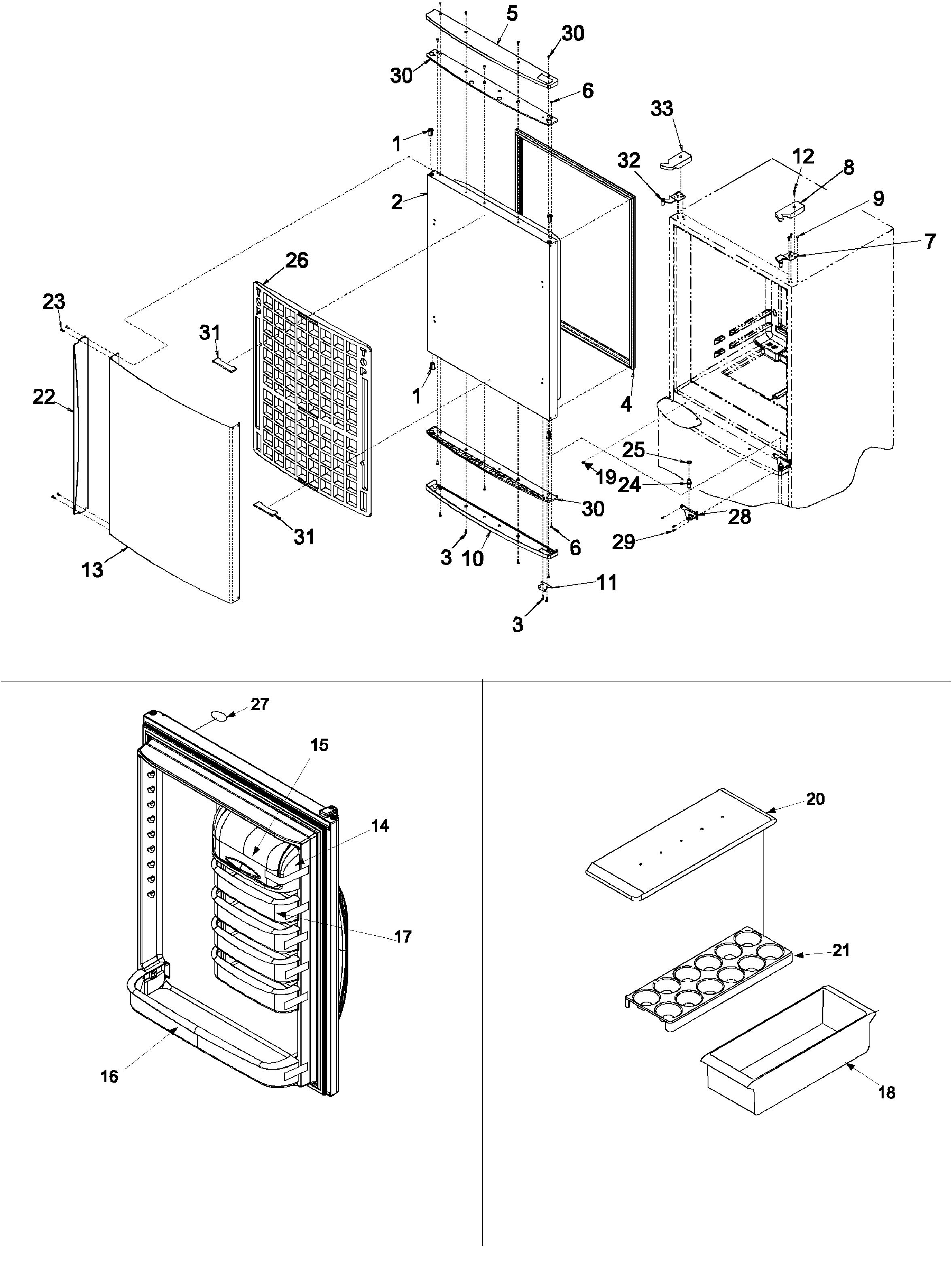 Kenmore Elite 59672283201 refrigerator door diagram