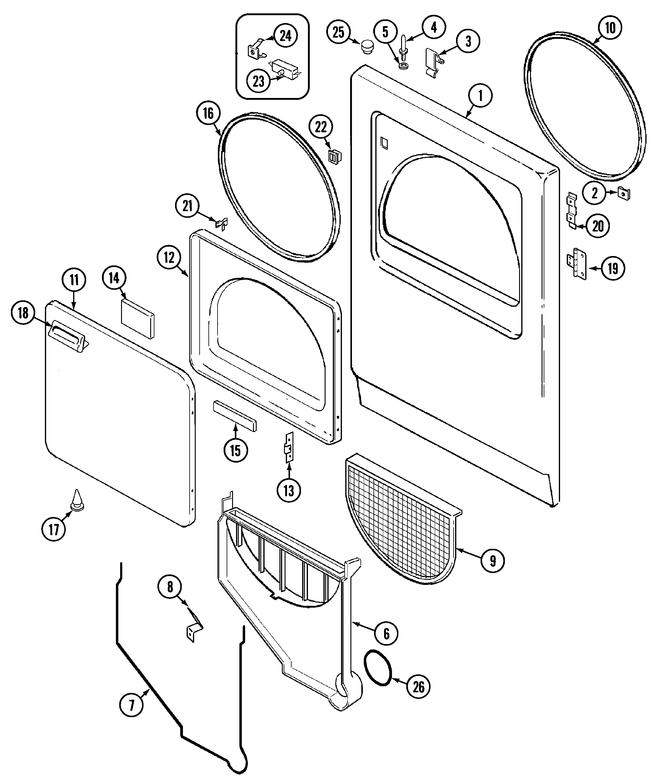 Jenn-Air JDE3000W door diagram