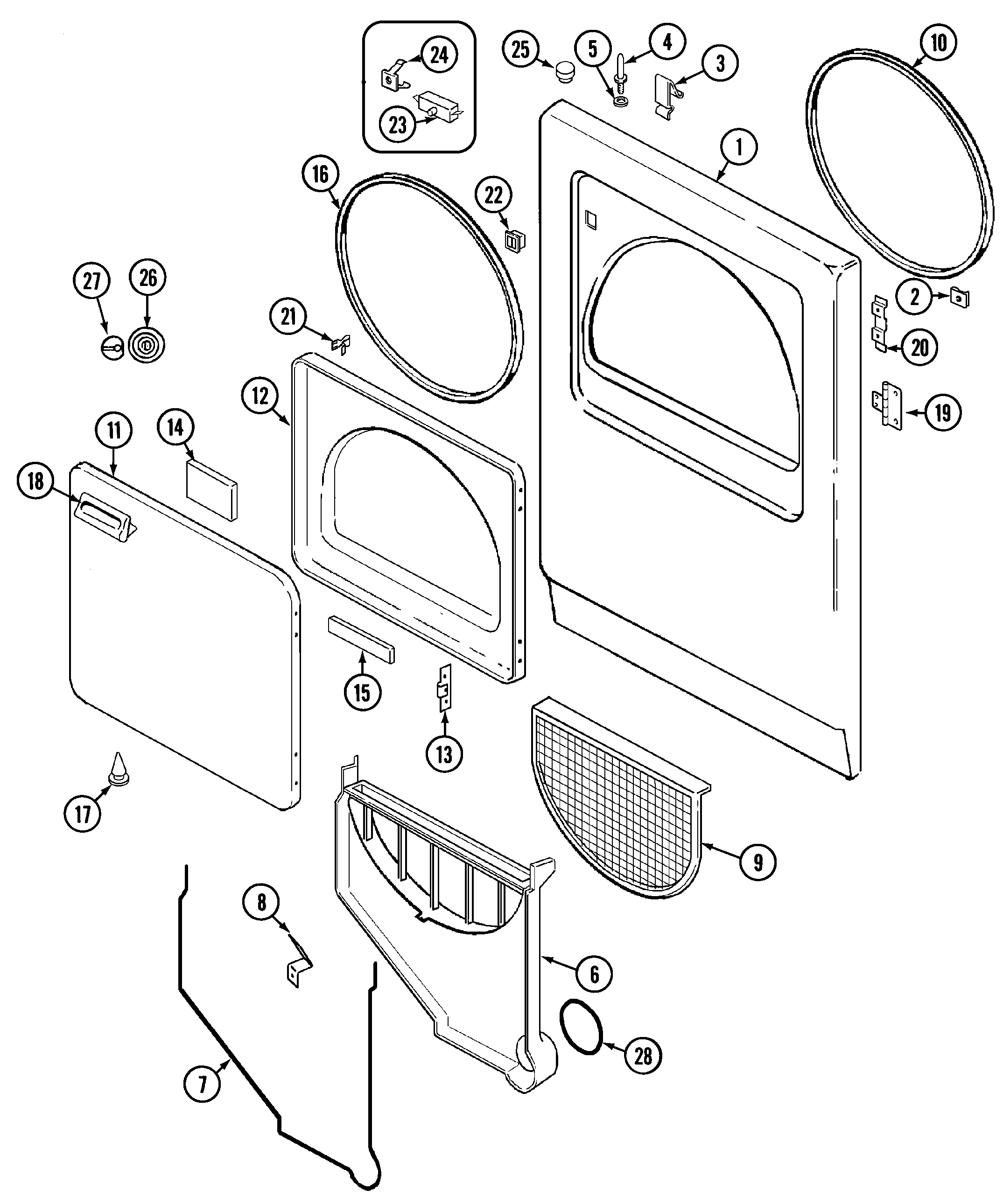 Jenn-Air JDG3000W door diagram