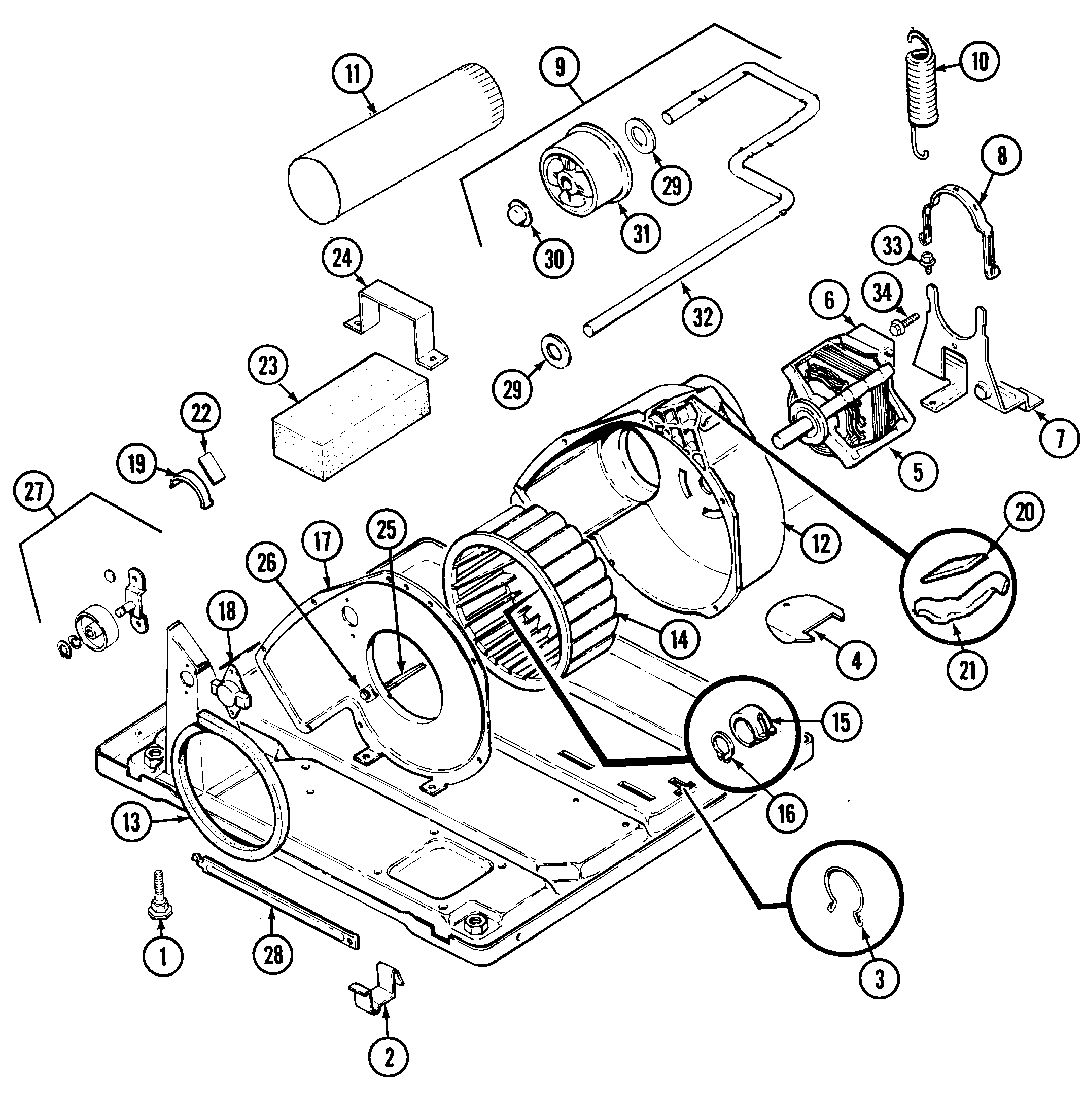 Jenn-Air JDG3000W motor & drive diagram