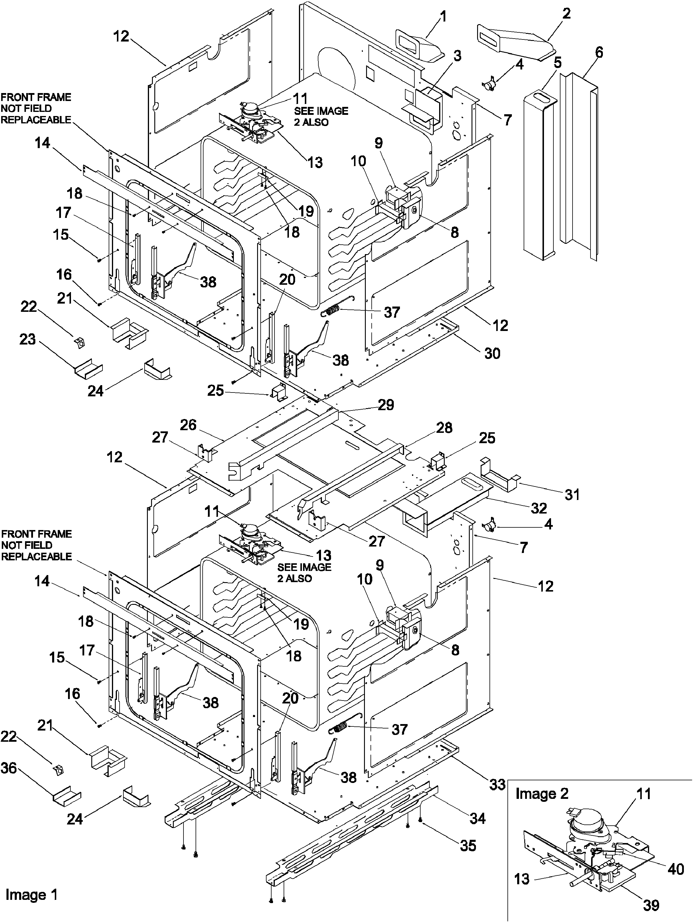 Amana AOGD2750E-P1132527NE main front diagram