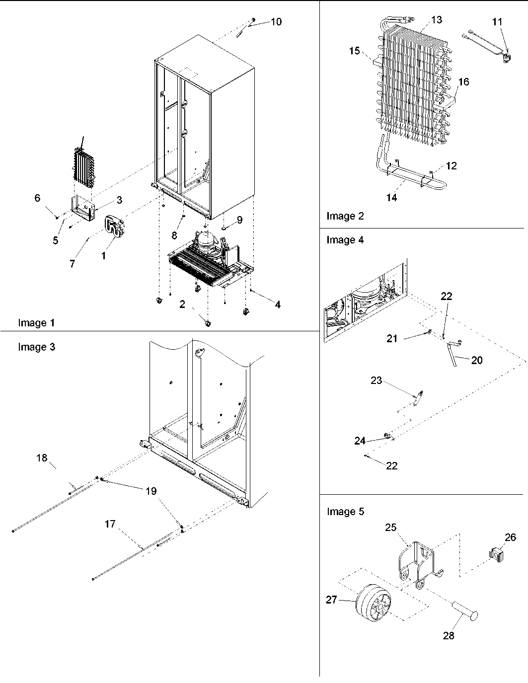 Amana DRSE663BC-PDRSE663BC0 evap assy, drier & rollers diagram