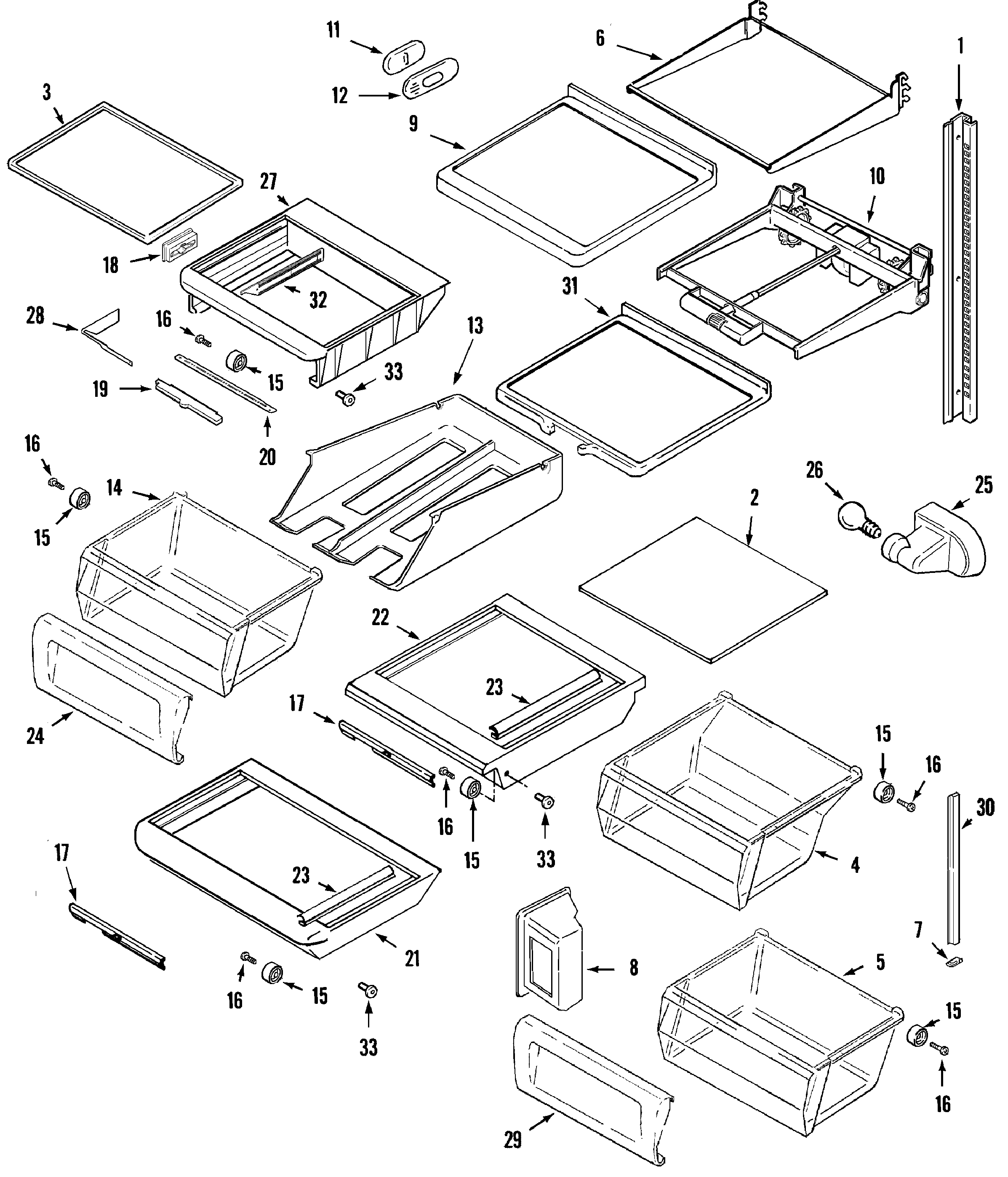 Maytag GS2727GEH3 shelves & accessories diagram