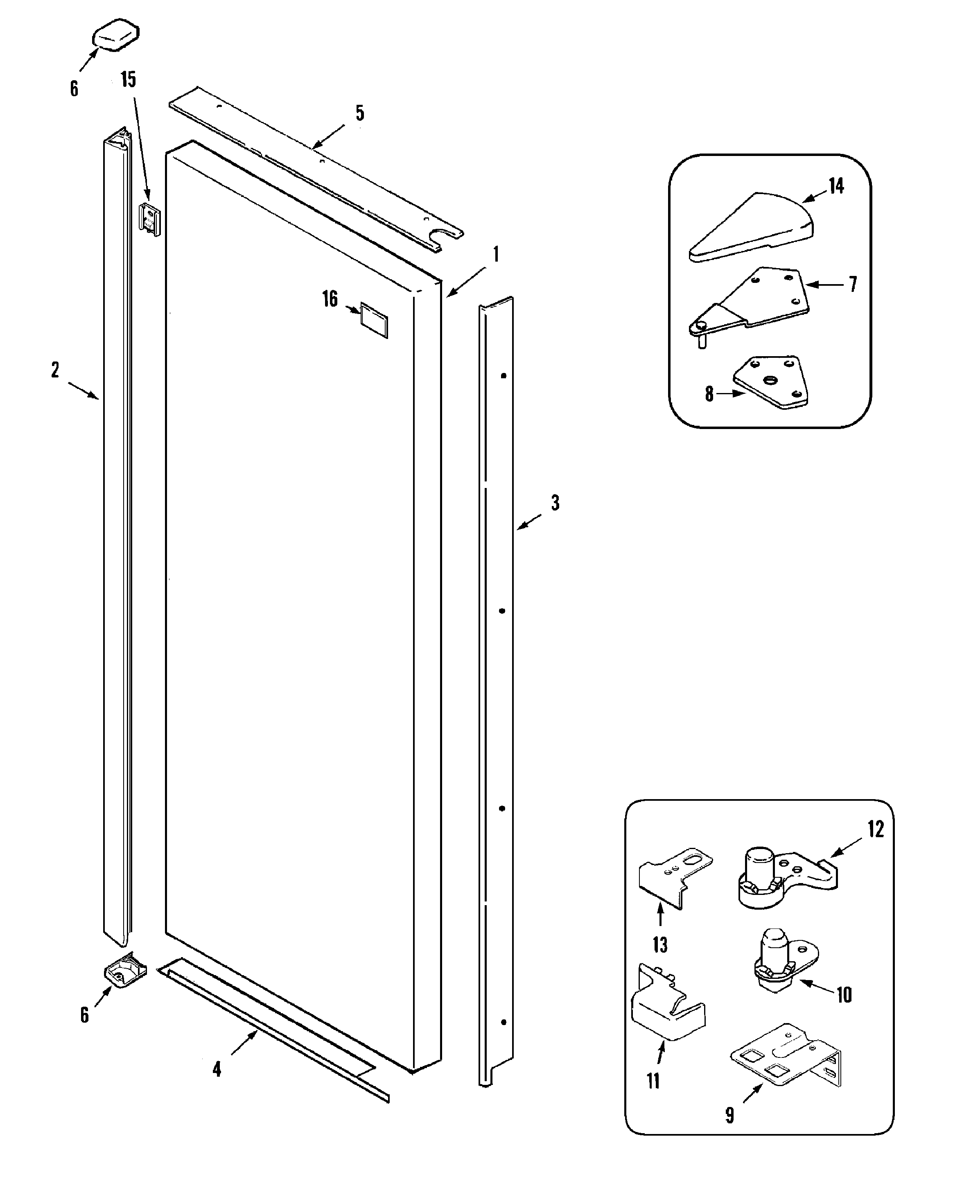 Maytag GS2727GEH3 fresh food outer door (gs2727geh3) diagram