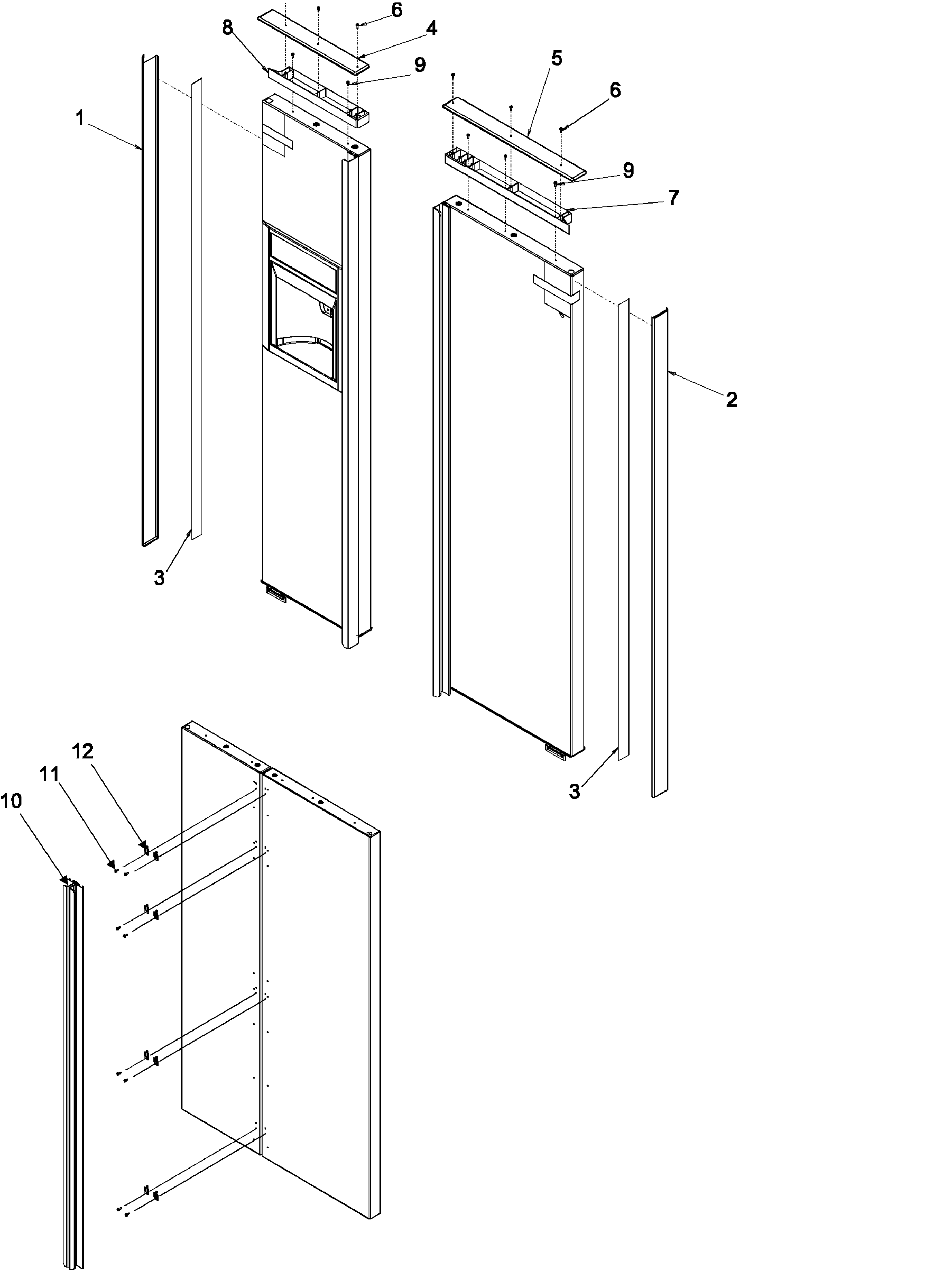 Amana ARS9268BW-PARS9268BW0 handles and trim diagram