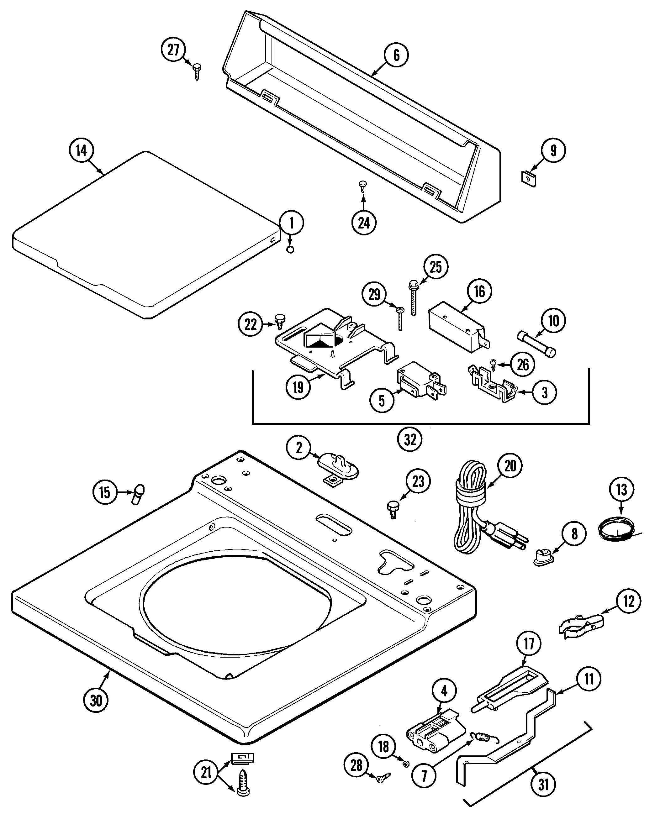 Maytag LAW9304ABE top diagram