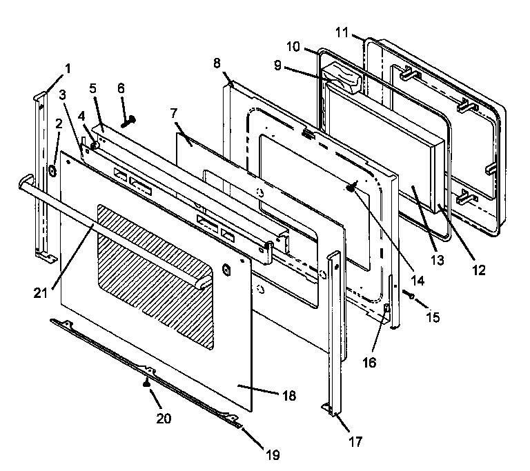 Amana AGS781E-P1142636NE oven door assy diagram