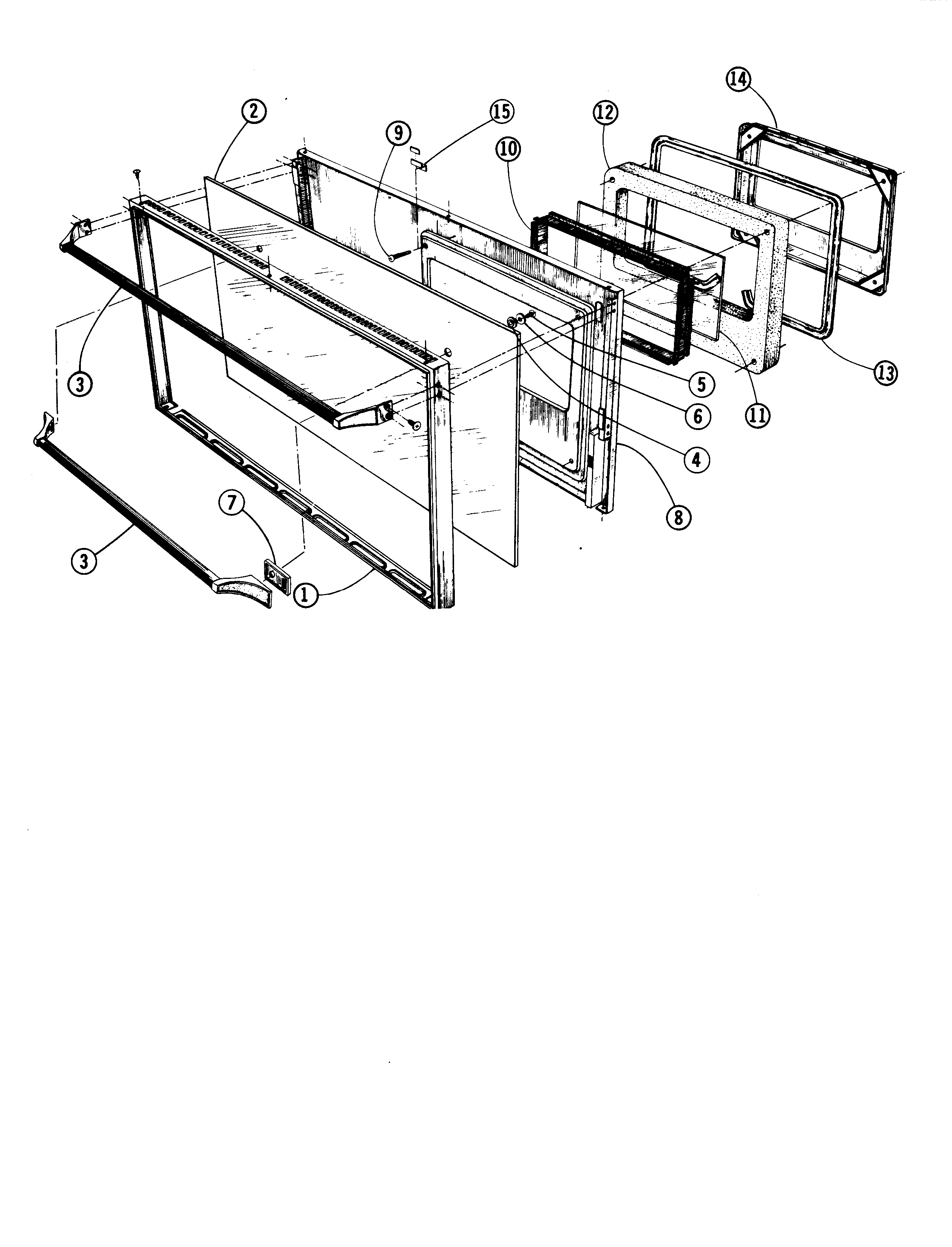 Jenn-Air 4875 oven door-see thru black glass diagram