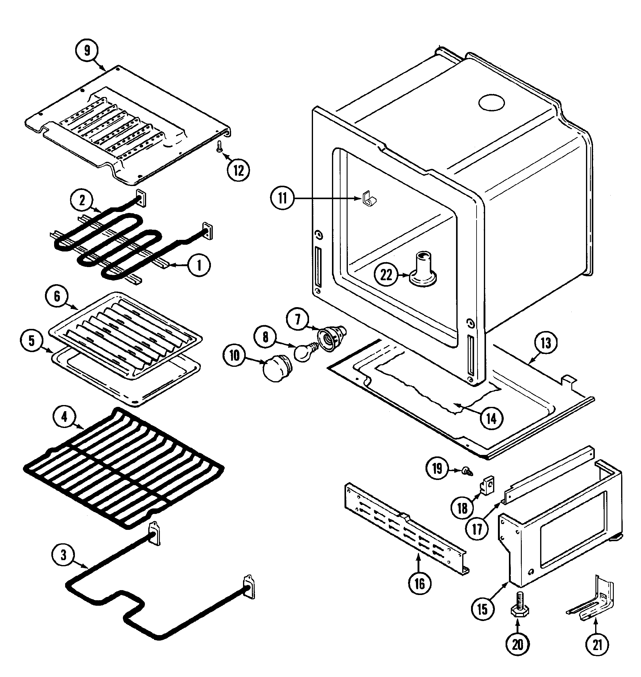 Magic Chef 3842XRW oven/base diagram