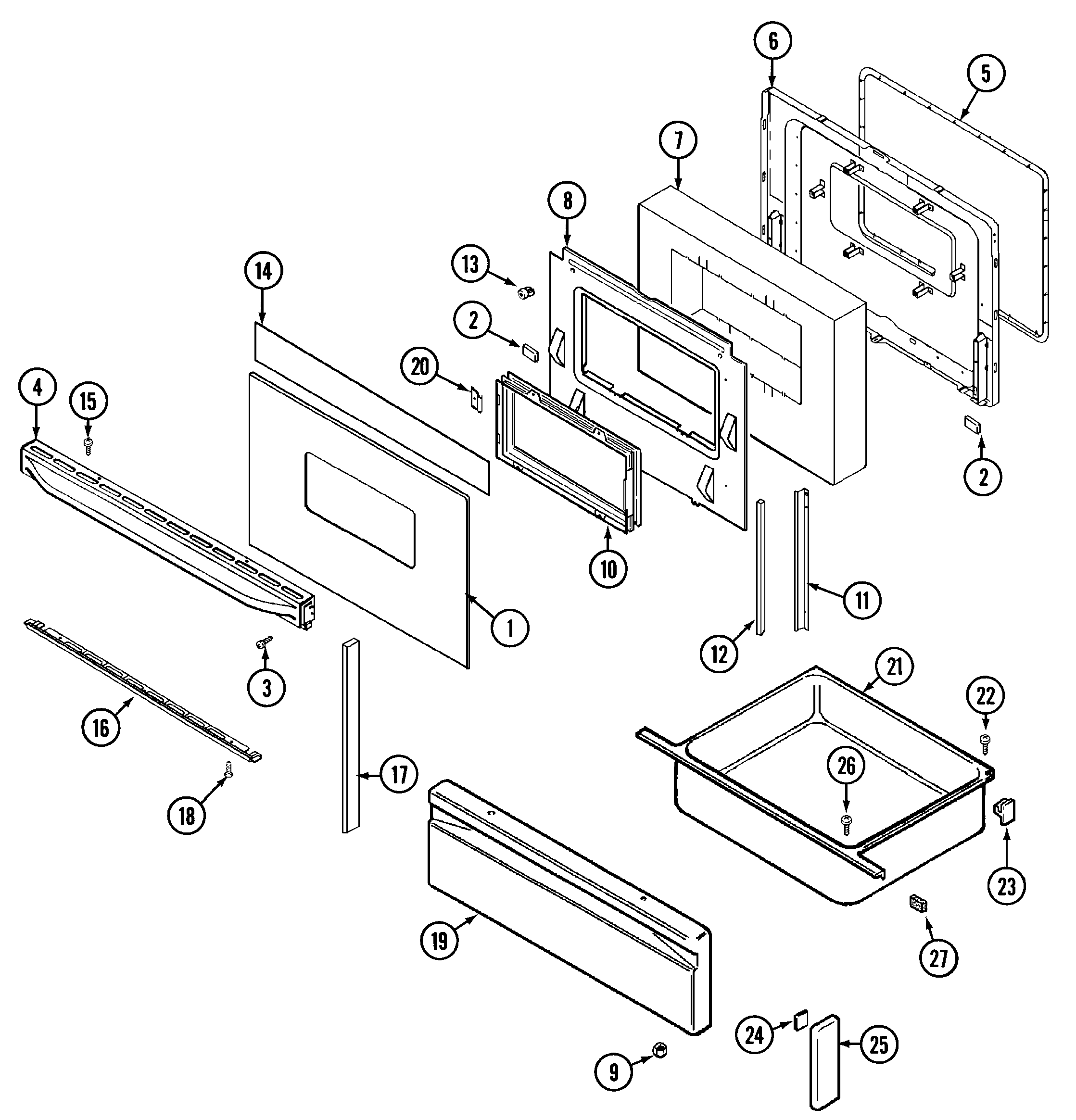Magic Chef 3842XRW door/drawer (series 01) diagram