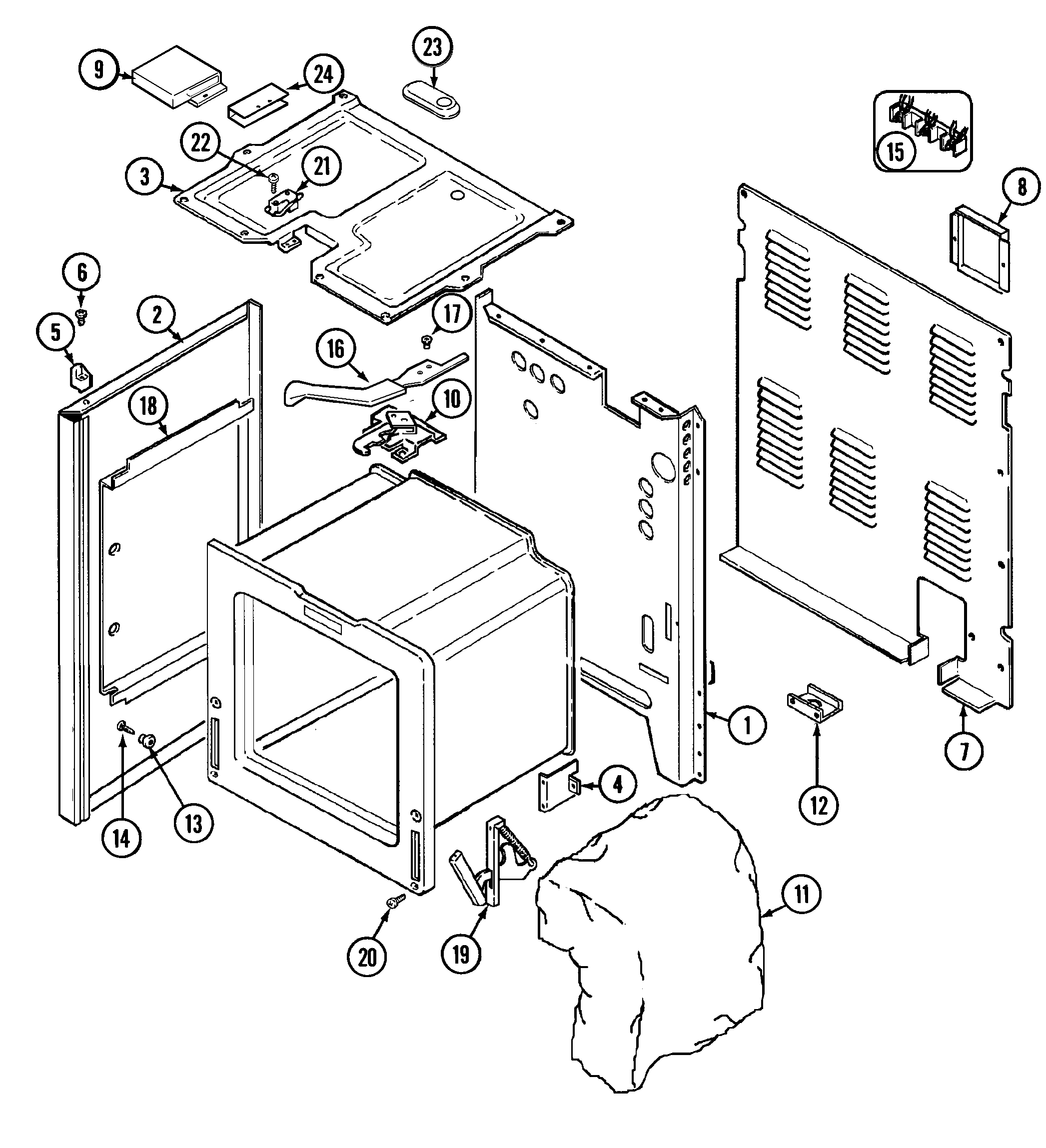 Magic Chef 3842WRV body (3842wr*) diagram