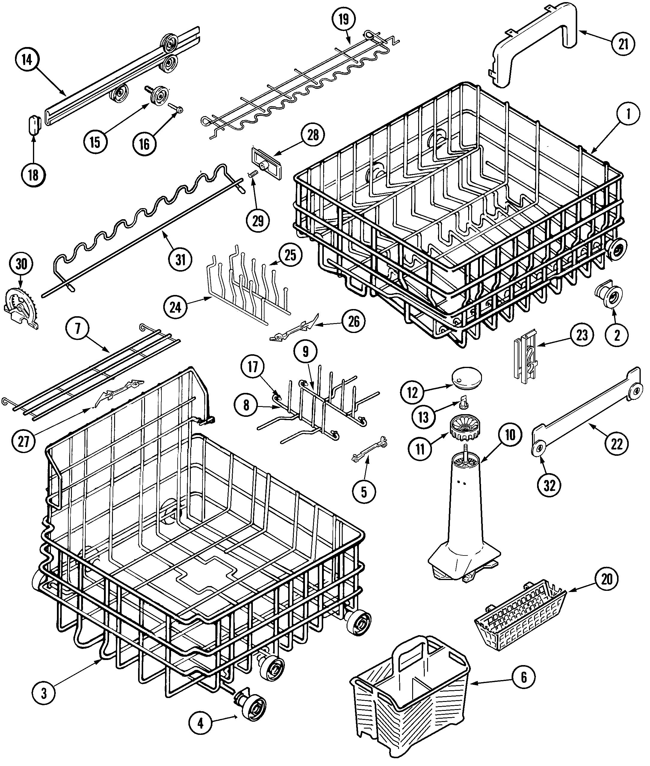 Maytag MDB9100AWS track & rack assembly diagram