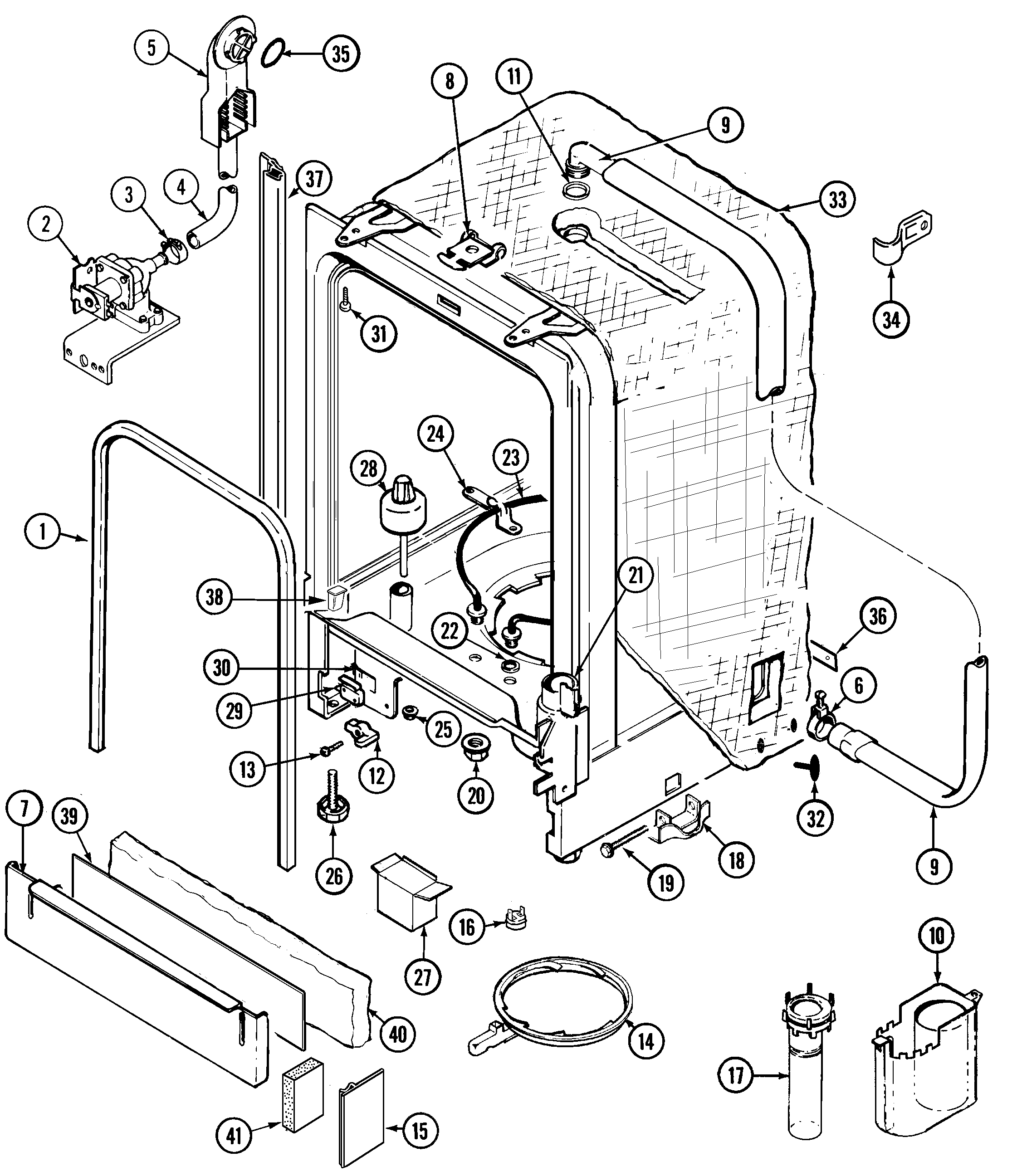 Maytag MDB9100AWS tub diagram