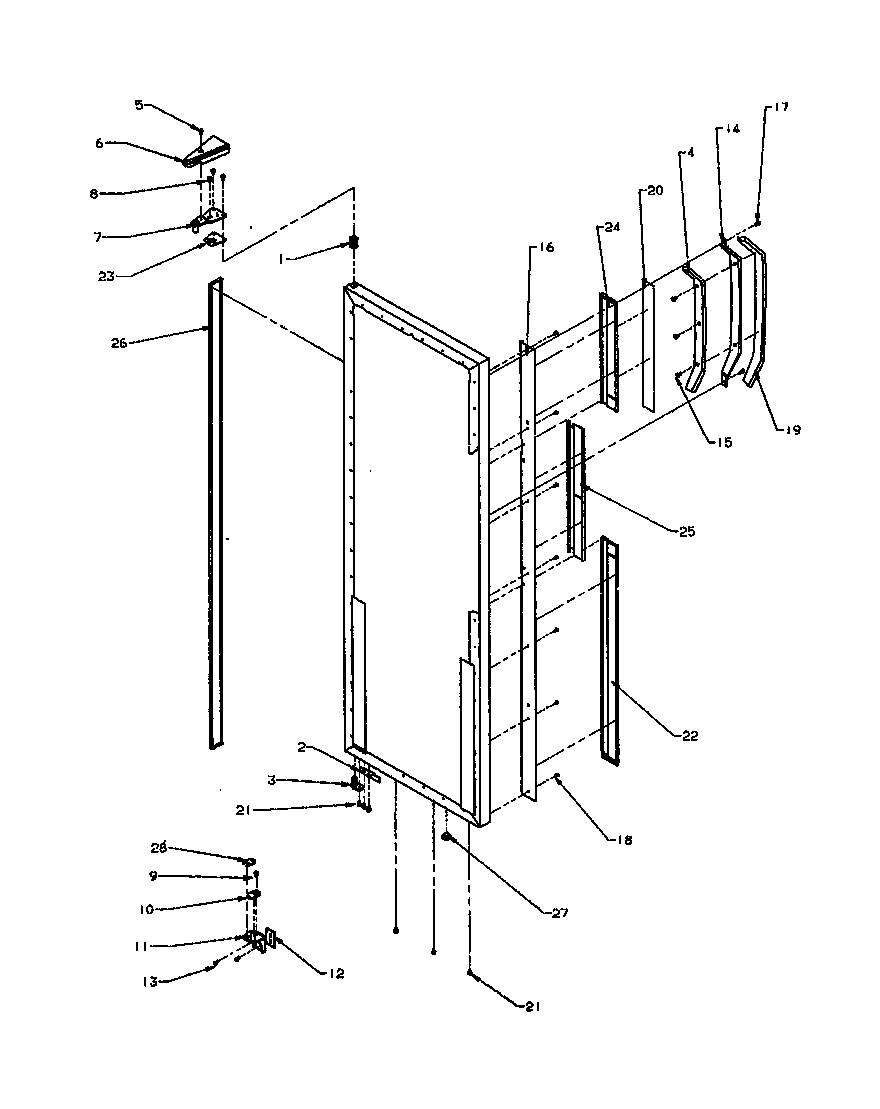 Amana SZD27NE-P1162410WE ref door hinge and trim parts diagram