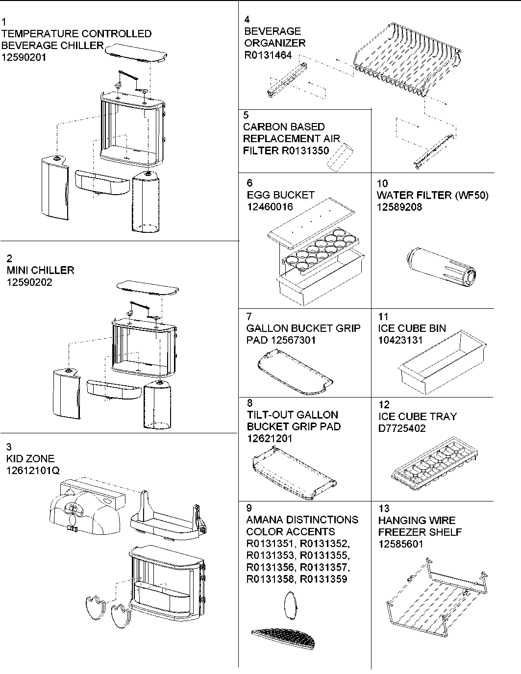 Amana DRS2663BC-PDRS2663BC0 accessory page diagram