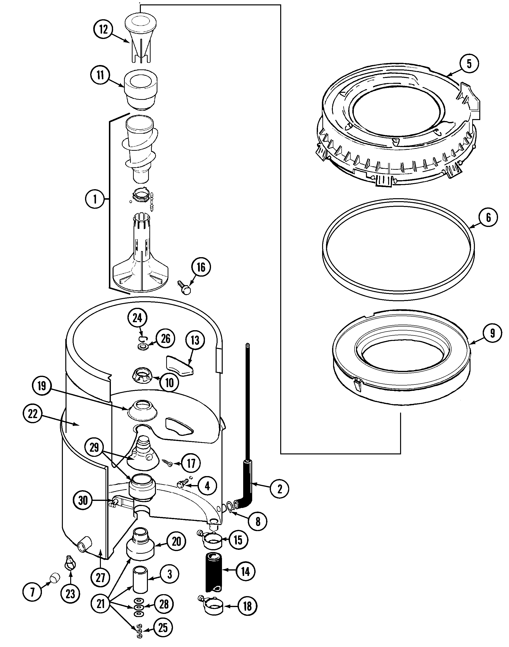 Maytag LAT9206BAE tub diagram