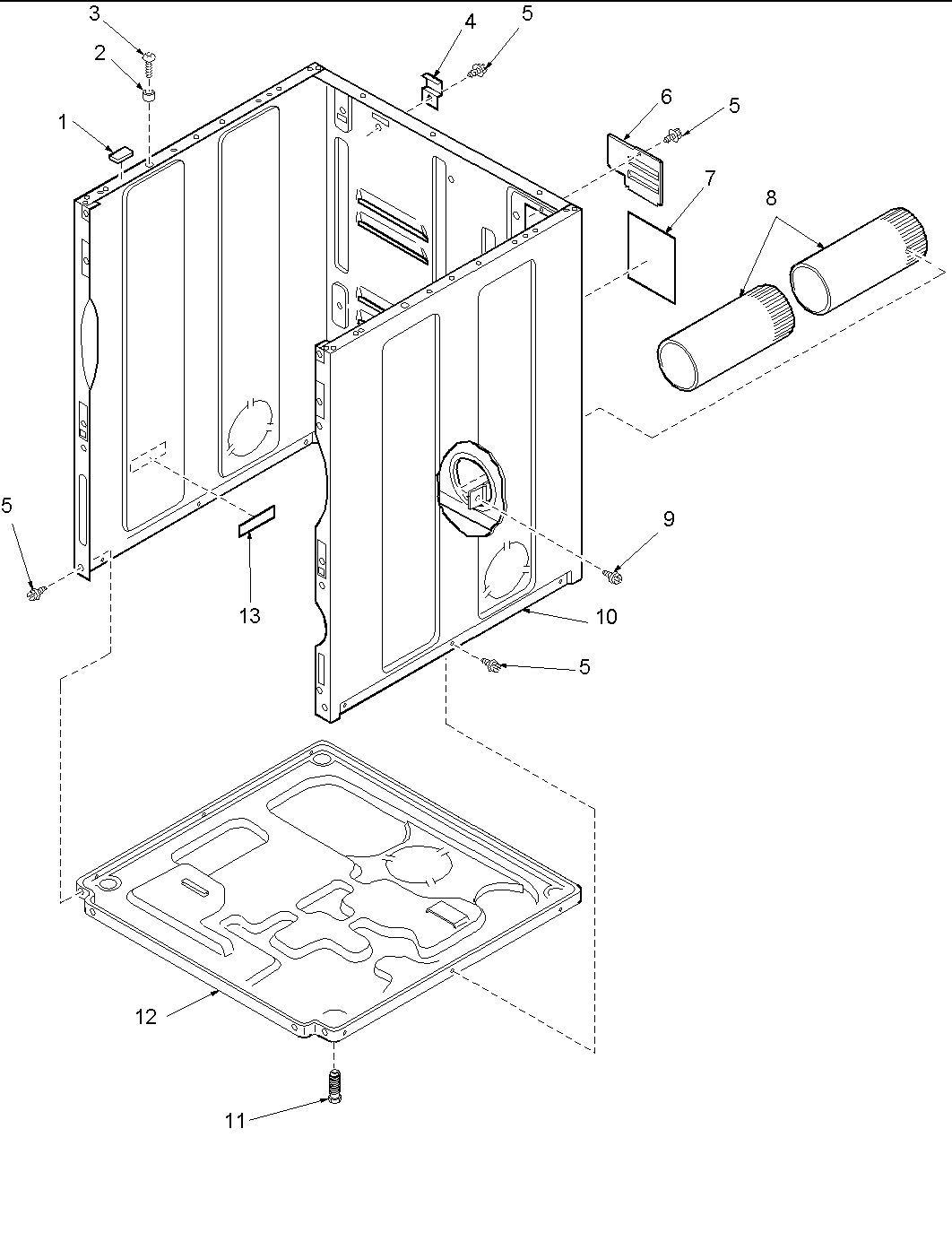 Amana LEC60AW-PLEC60AW cabinet and base diagram