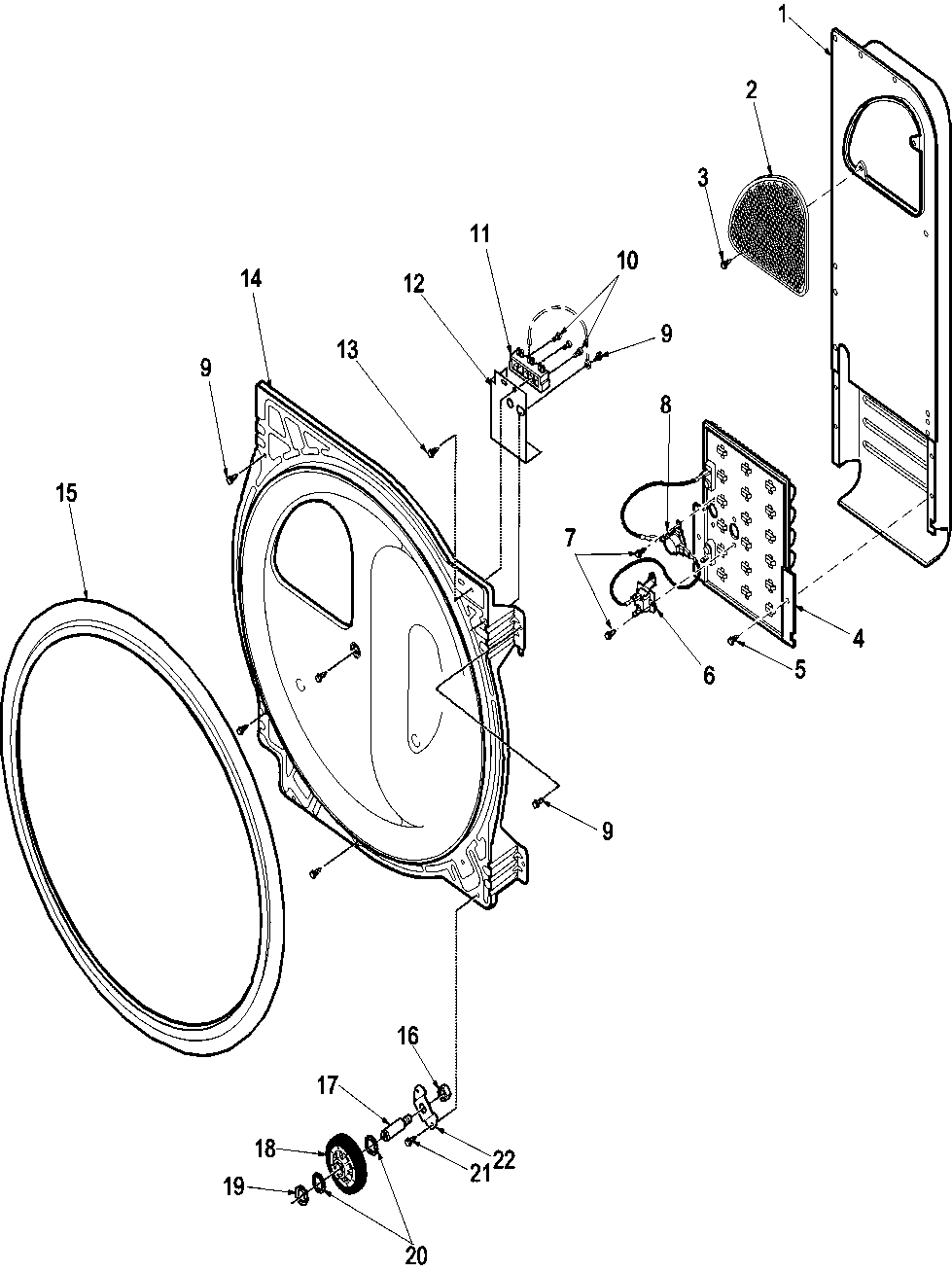 Amana LEC80AW-PLEC80AW r bulkhead, seal, rollers, and air duct diagram