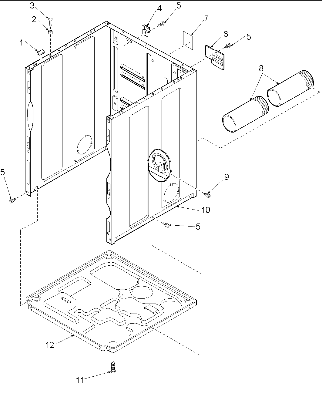 Amana LGA10AW-PLGA10AW cabinet and base diagram