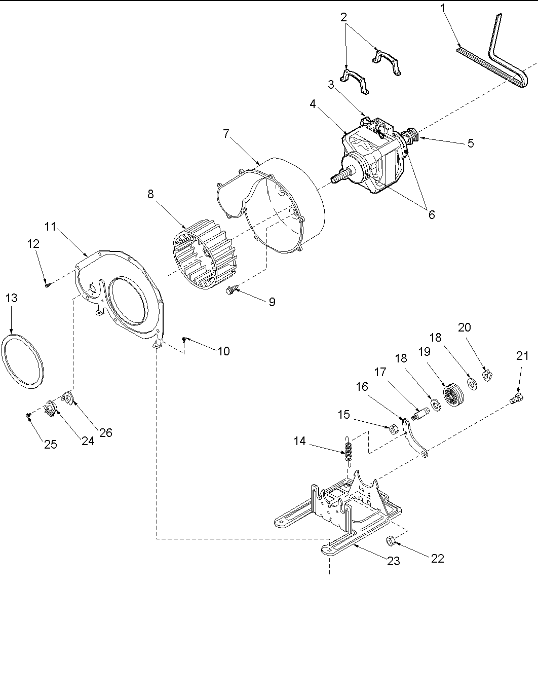 Amana LGD20AW-PLGD20AW motor and fan assemblies diagram