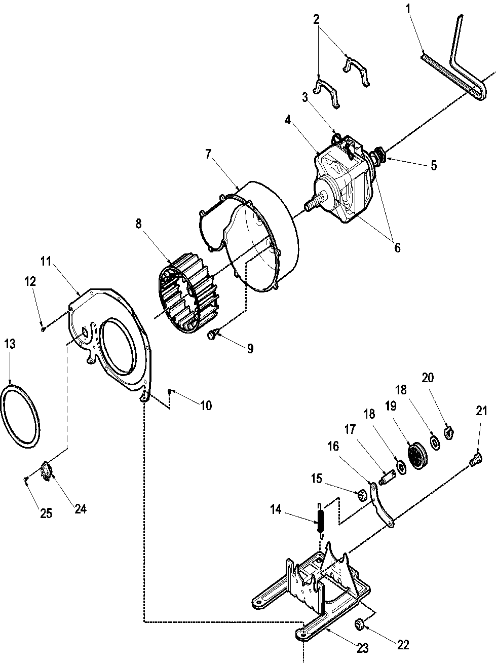Amana LGA90AL-PLGA90AL motor and fan assemblies diagram