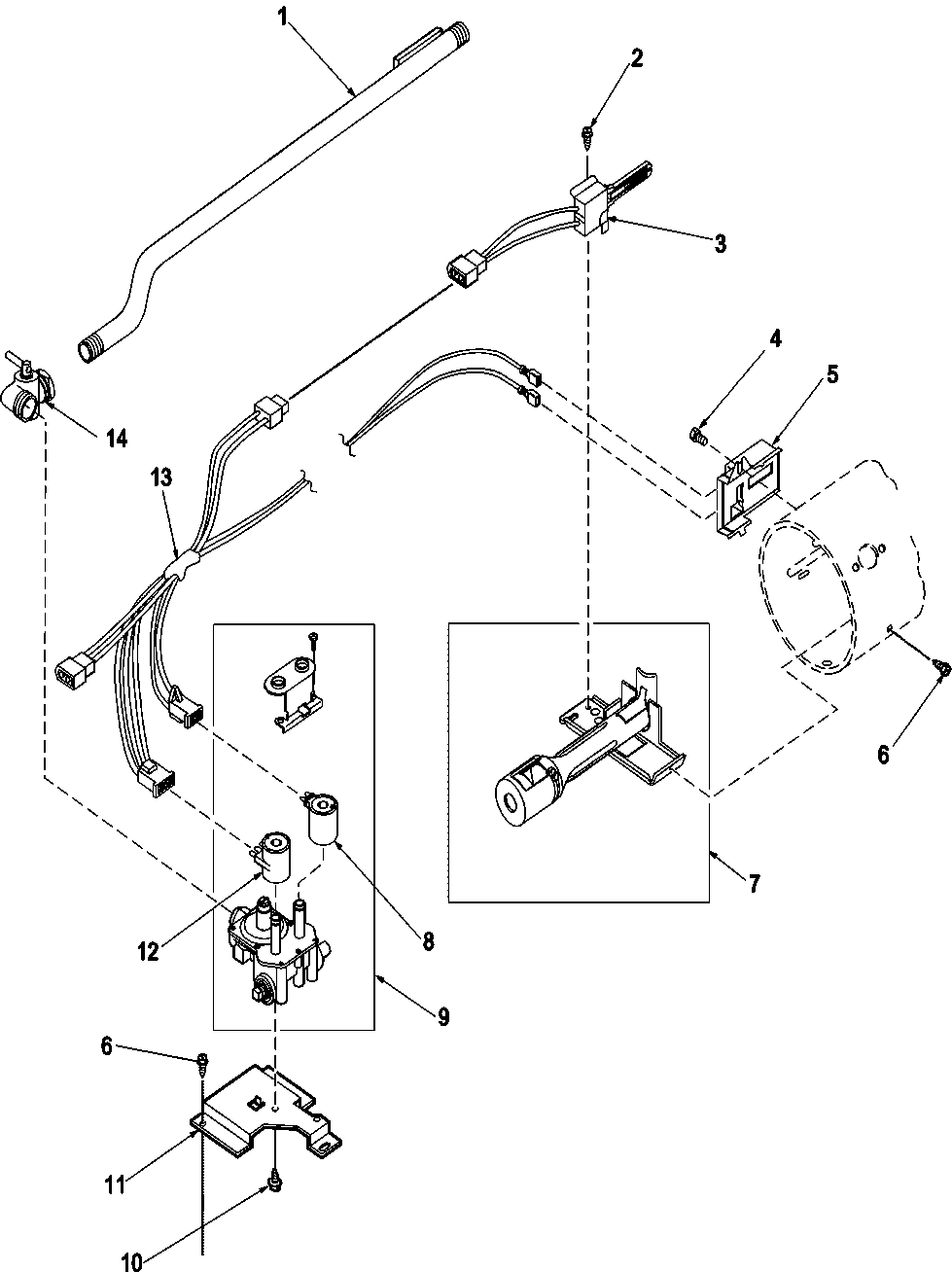 Amana LGA90AL-PLGA90AL gas valve, igniter and conversion kits diagram