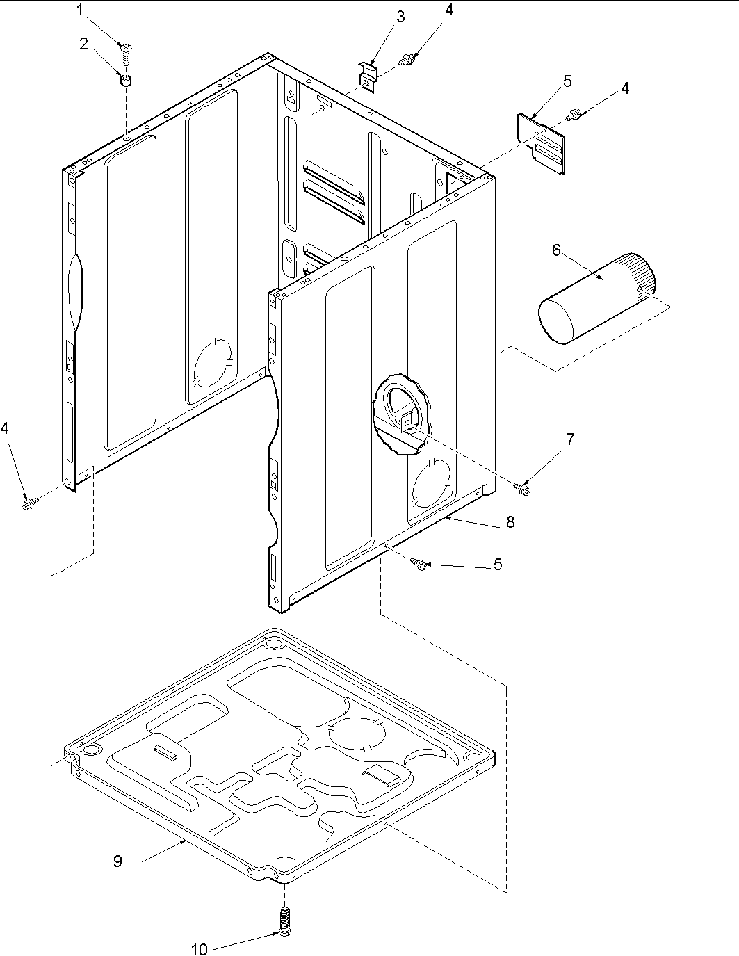 Amana ALG665SAW-PALG665SAW cabinet and base diagram
