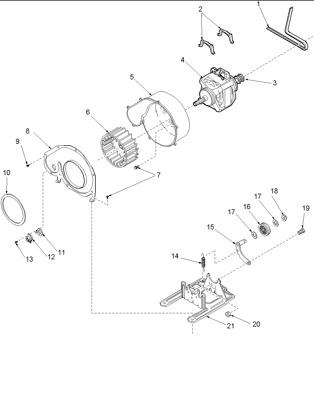 Amana ALG665SAW-PALG665SAW motor and fan assemblies diagram