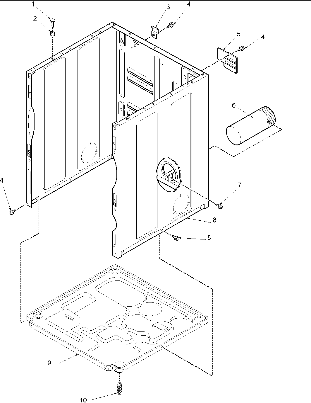 Amana DLG330RCW-PDLG330RCW cabinet and base diagram