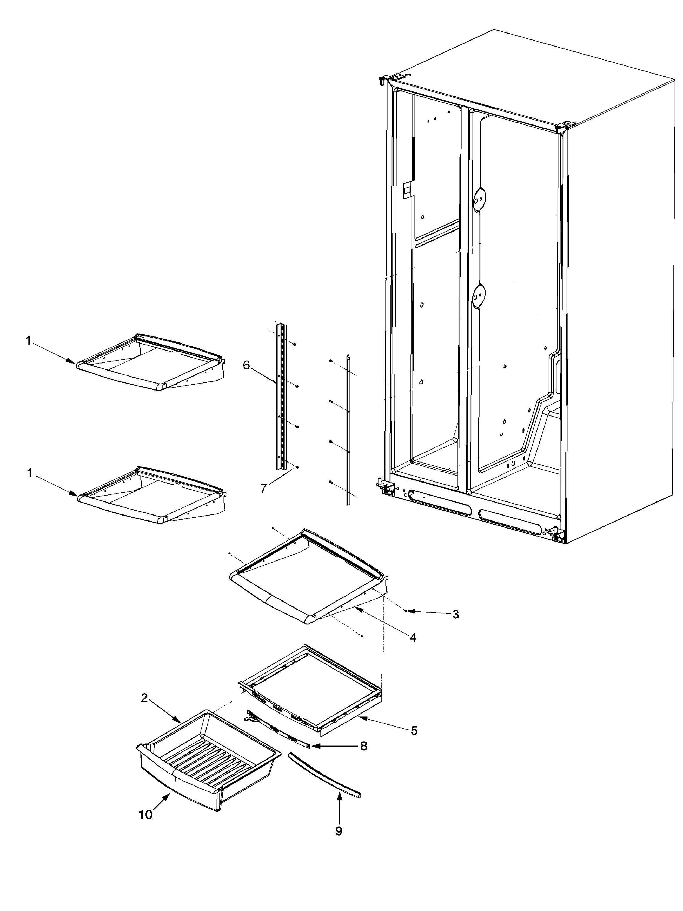 Amana ARS8265BB-PARS8265BB0 deli and ref shelf diagram