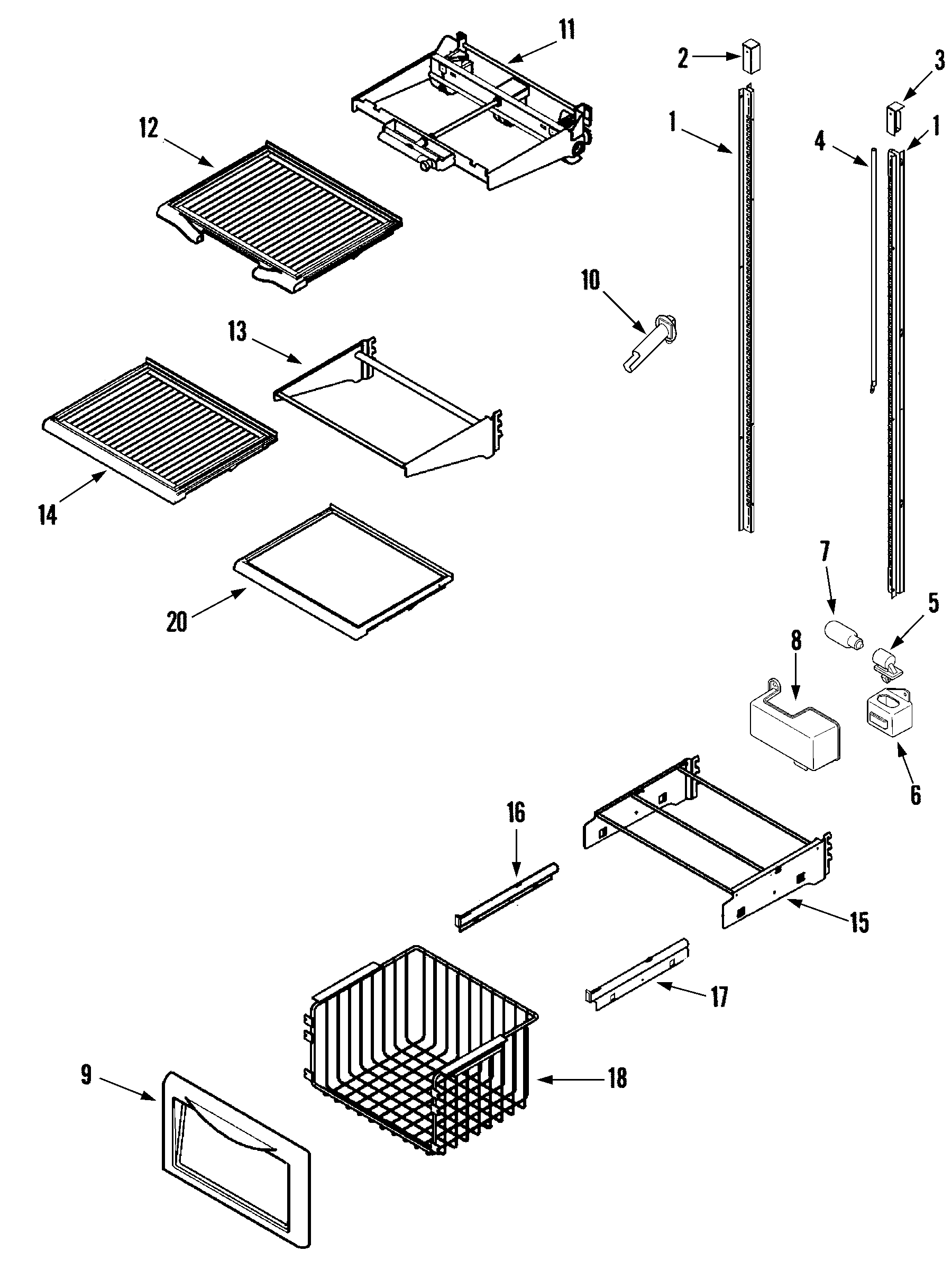 Jenn-Air JS229SEXPB shelves & accessories (freezer) diagram