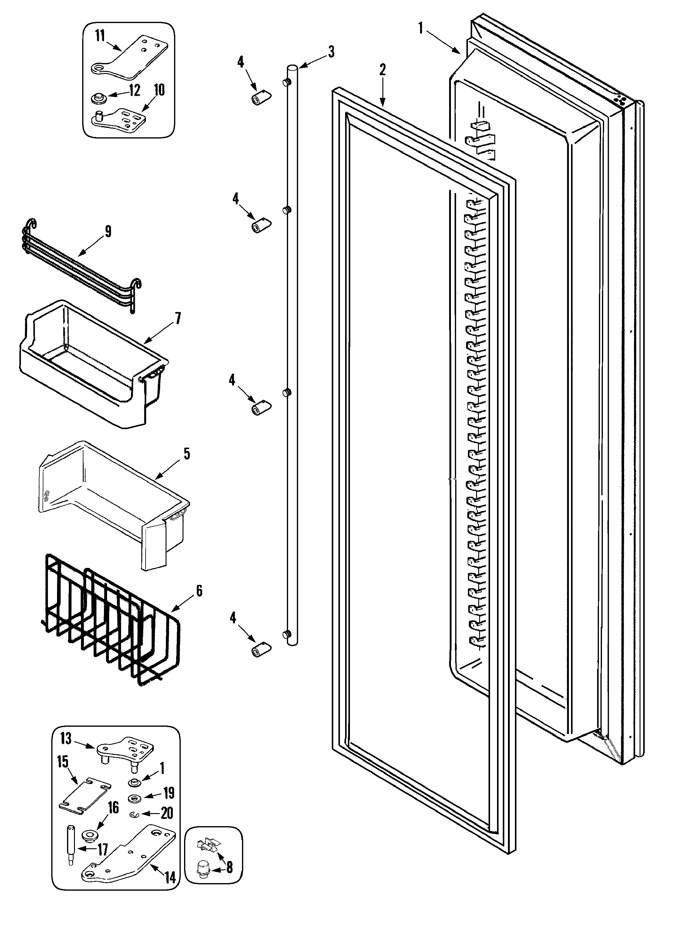 Jenn-Air JS229SEXPB freezer door diagram