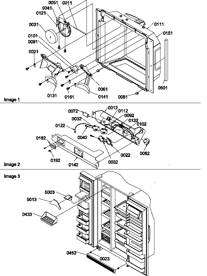 Amana SCD25TW-P1190422WW ice & water cav/elec brkt/& toe grille diagram