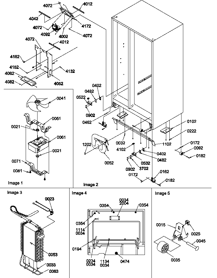 Amana SCD25TW-P1190422WW drain system, rollers, & evaporater assy diagram