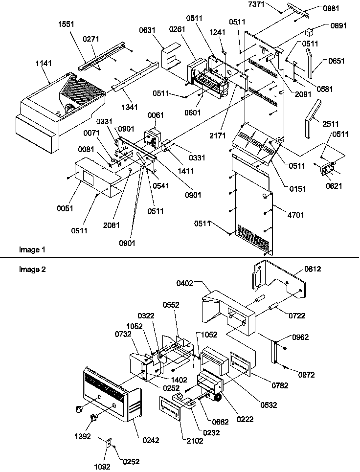 Amana SCD25TW-P1190422WW ice maker/control assy diagram