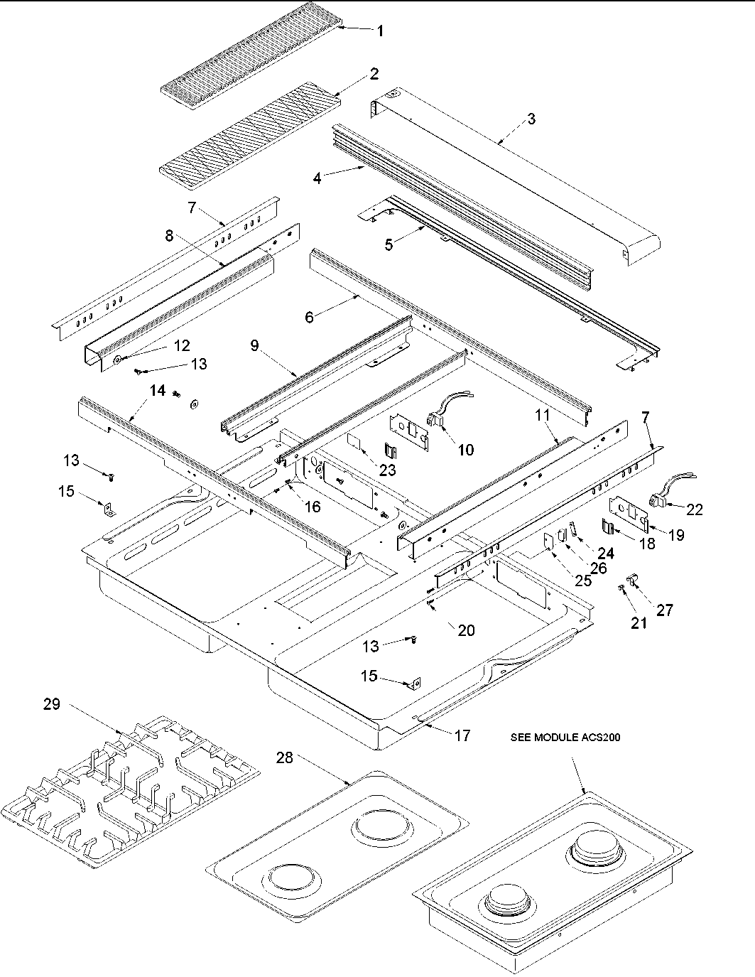 Amana AGDS902SS-P1131828NSS main top assy diagram