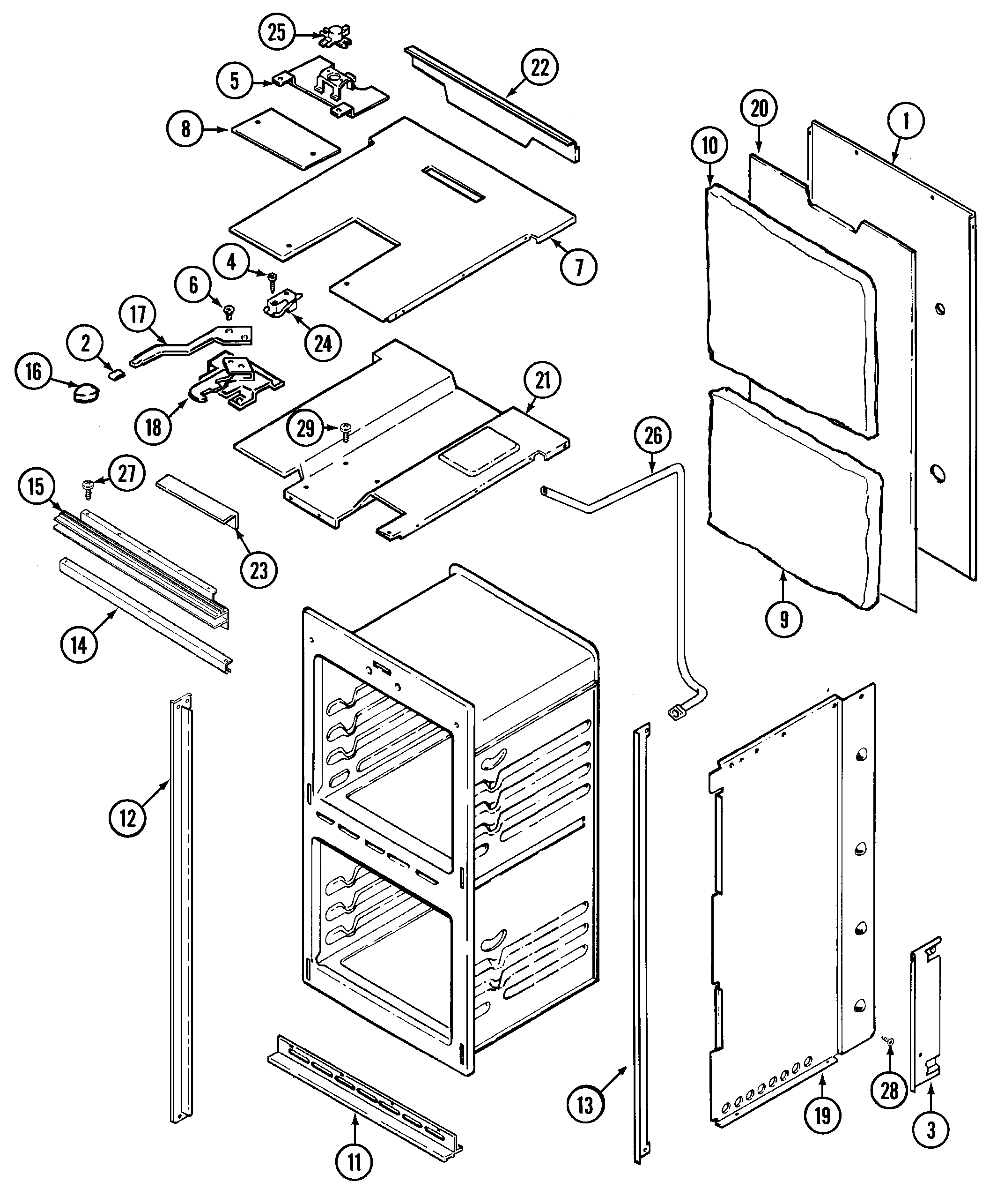 Magic Chef 9825XUB body diagram