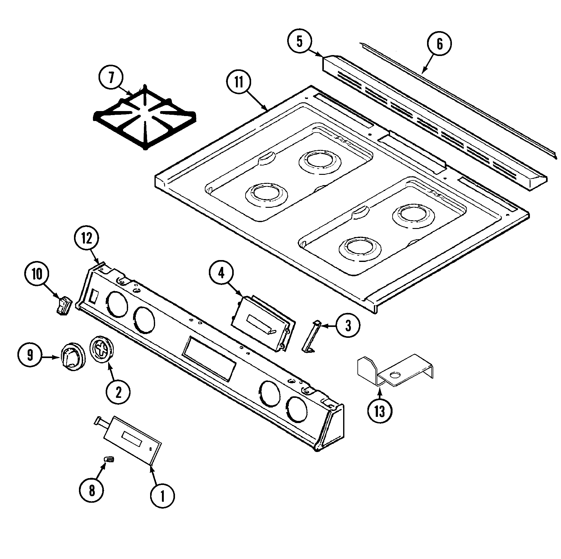 Magic Chef 6498VRV top assembly diagram