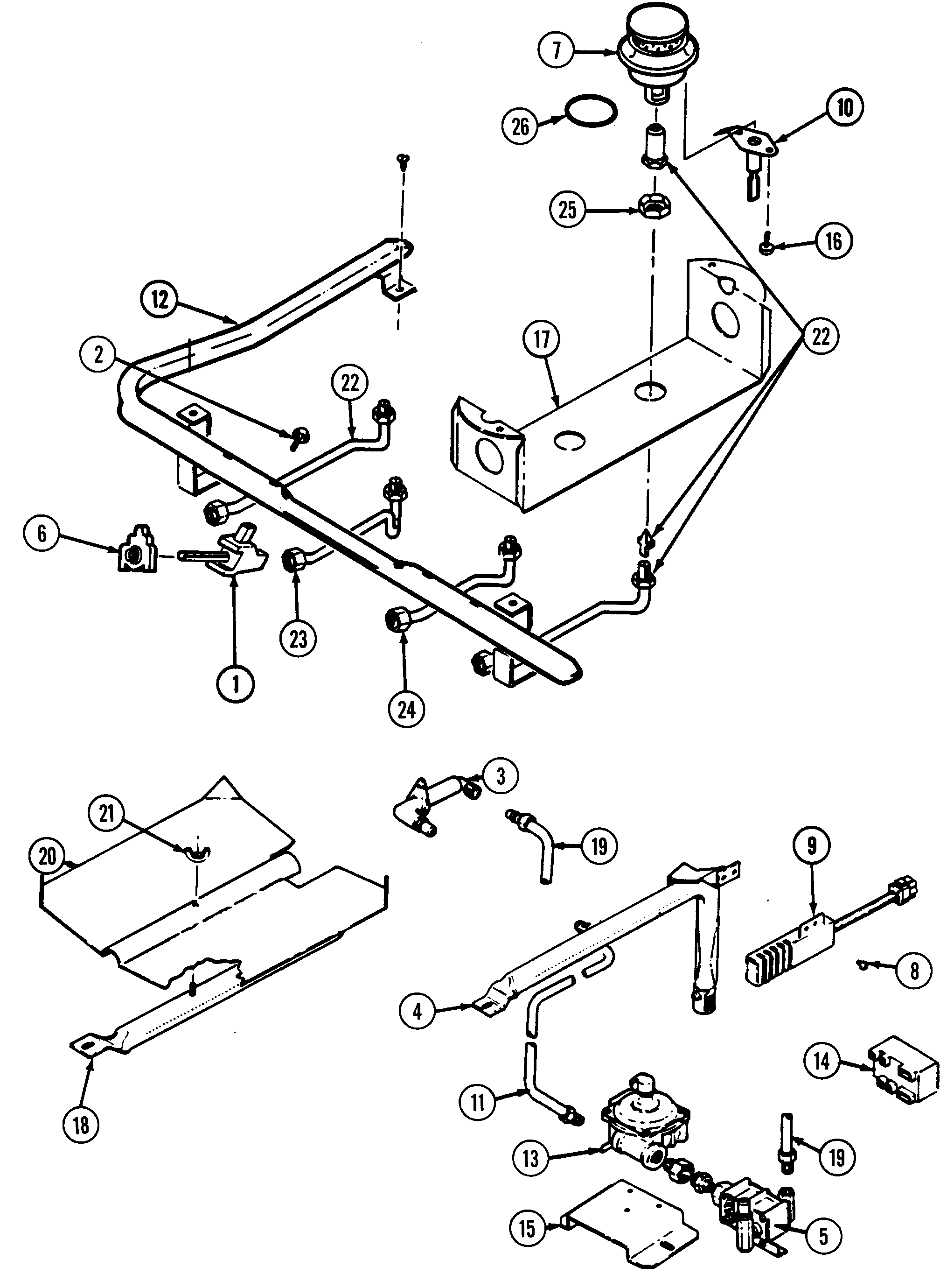 Magic Chef 6498VRV gas controls diagram
