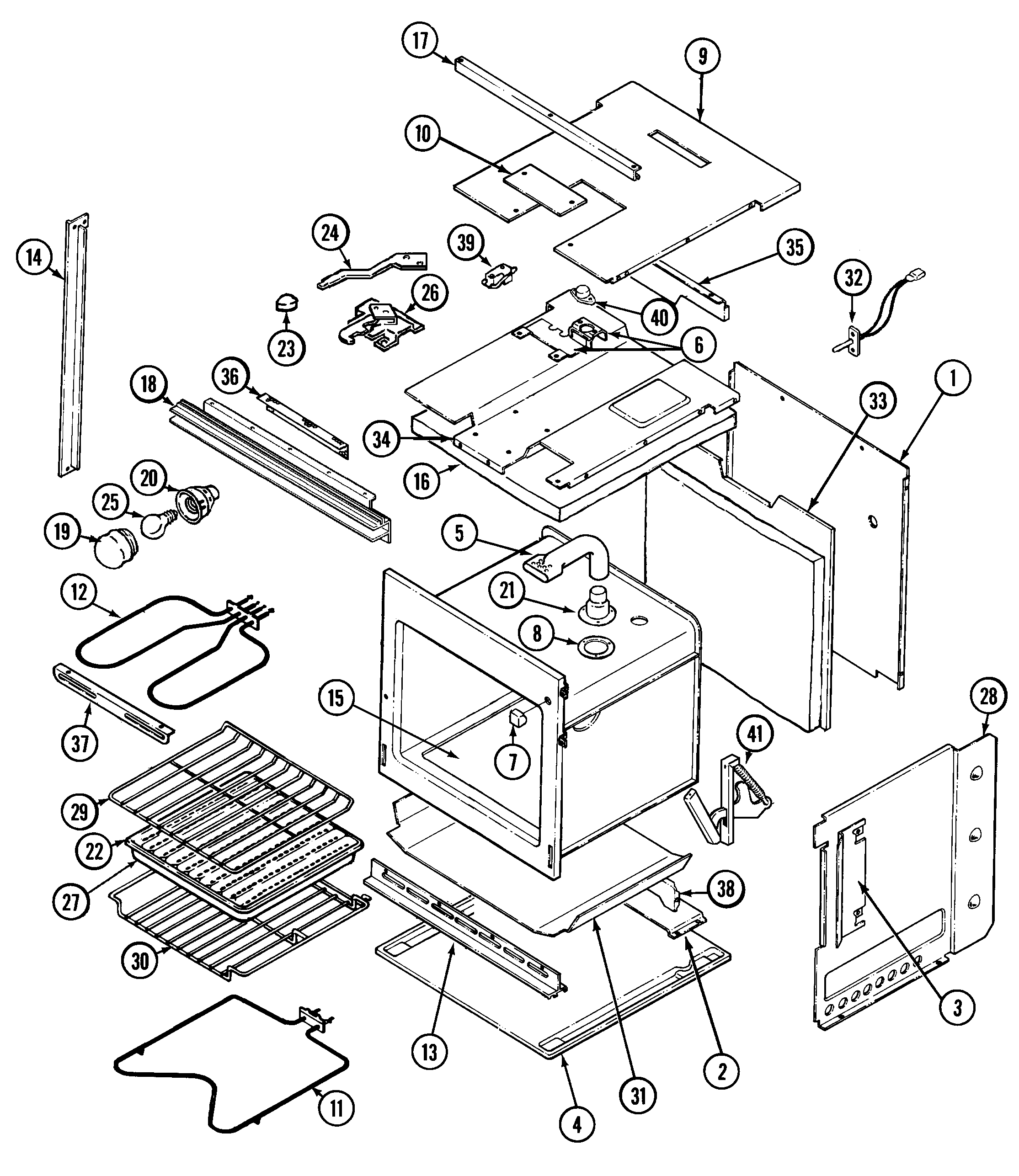 Magic Chef 9815VUV oven/body diagram