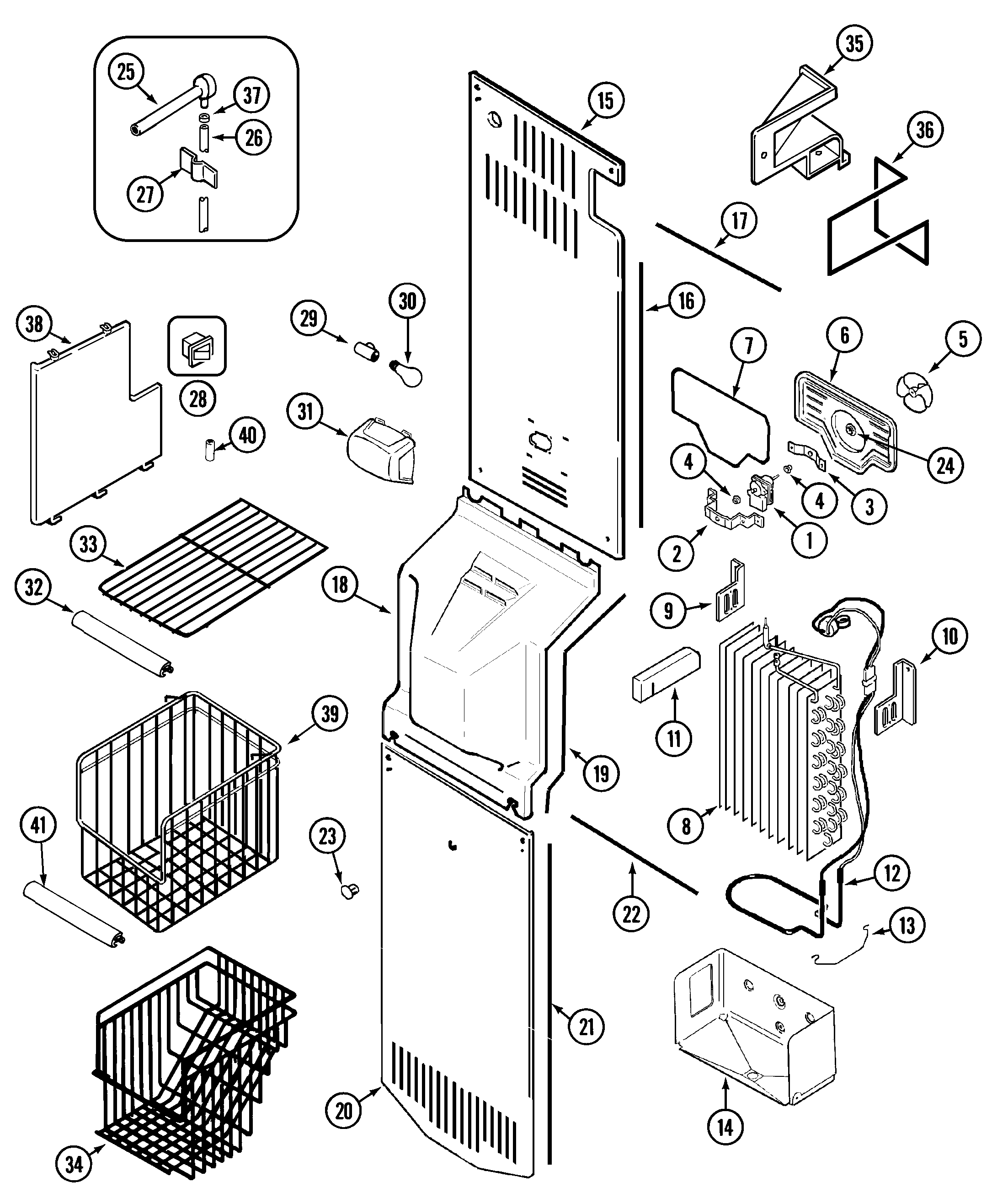 Maytag TRIS245FBW freezer compartment diagram