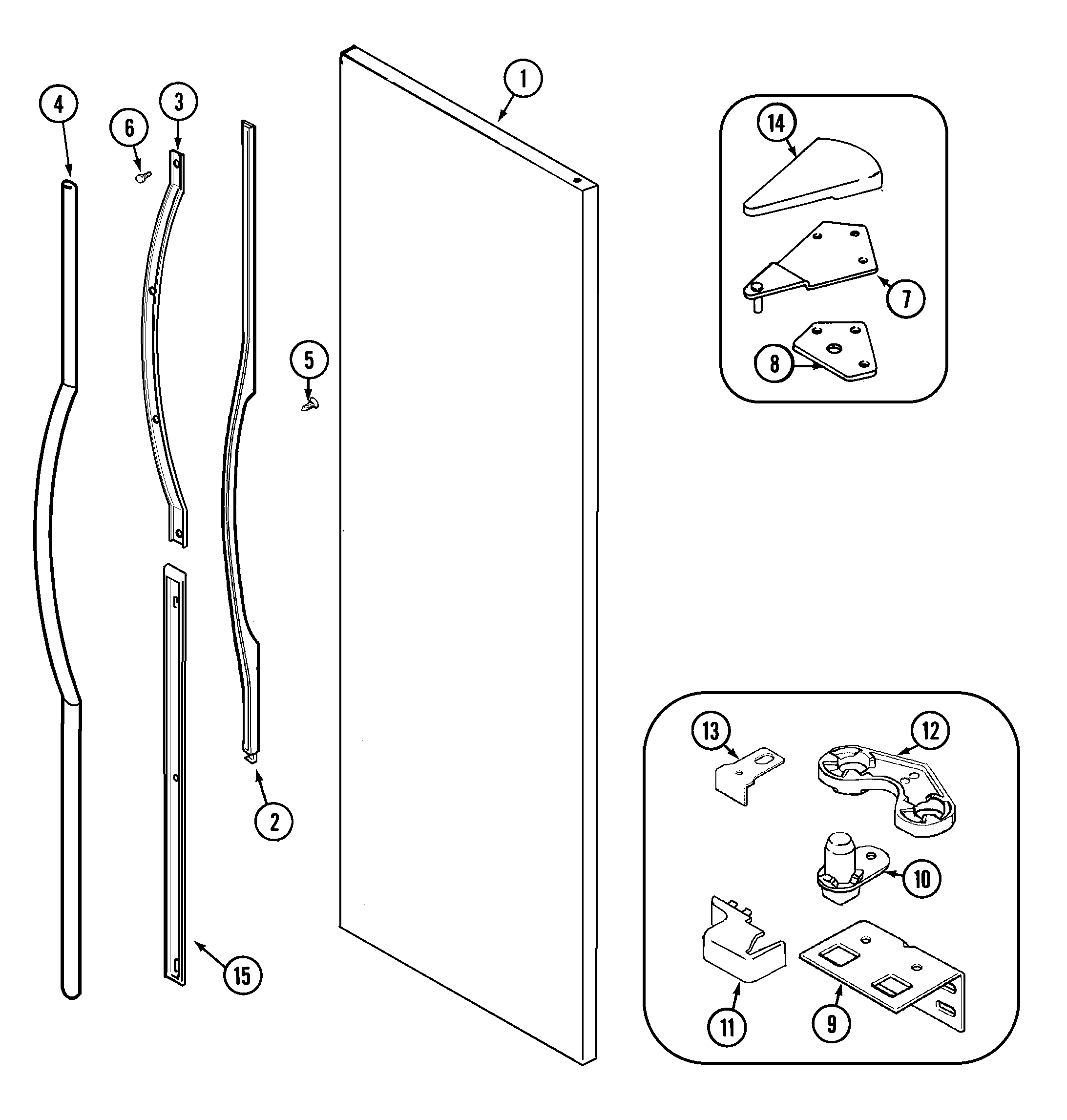 Maytag TRIS245FBW fresh food outer door diagram