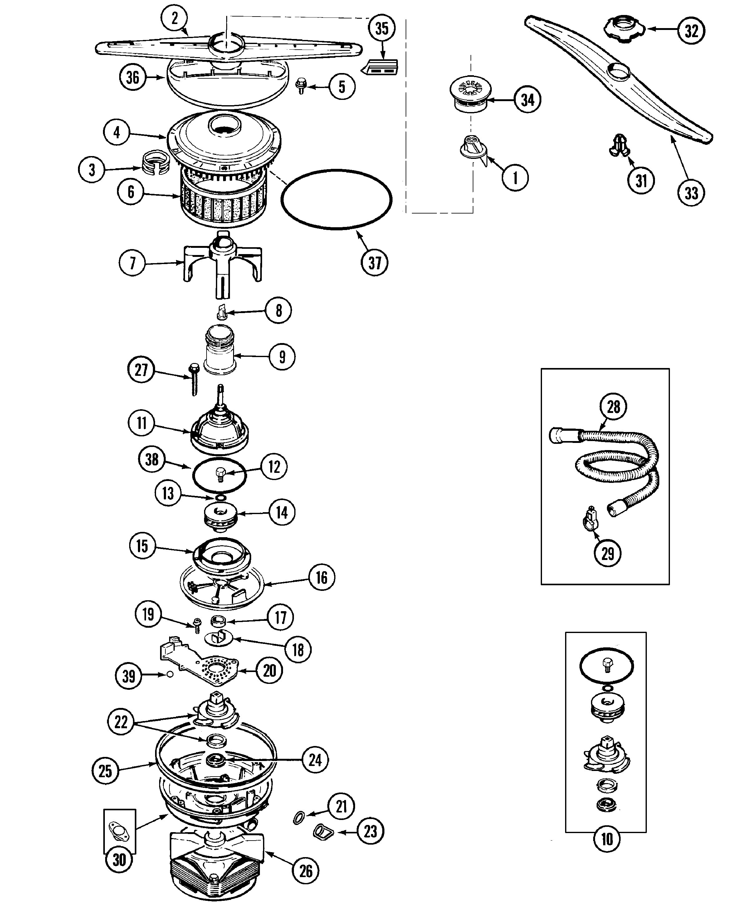 Maytag MDBD850AWB pump & motor diagram