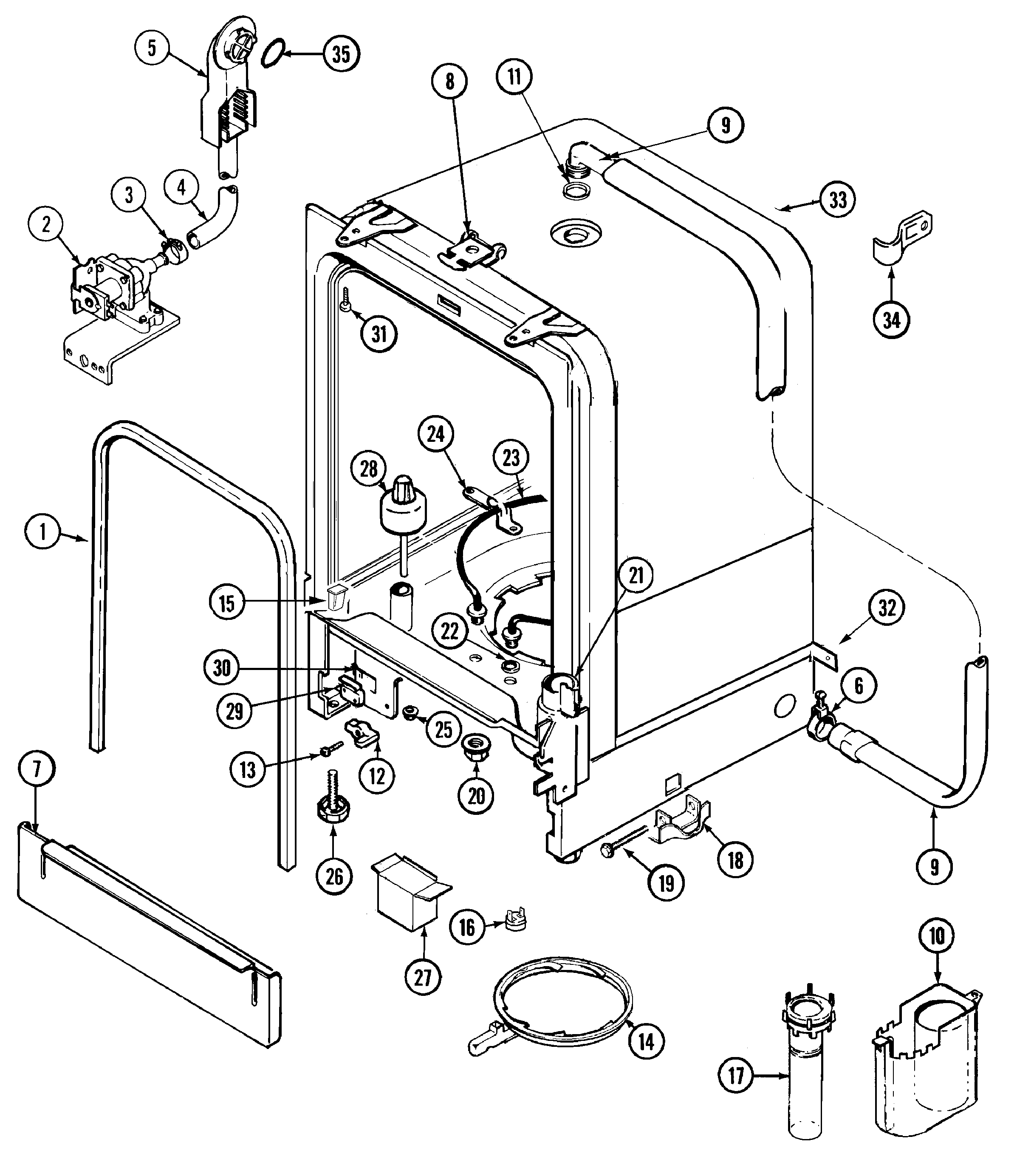 Maytag PDB3600AWE tub diagram