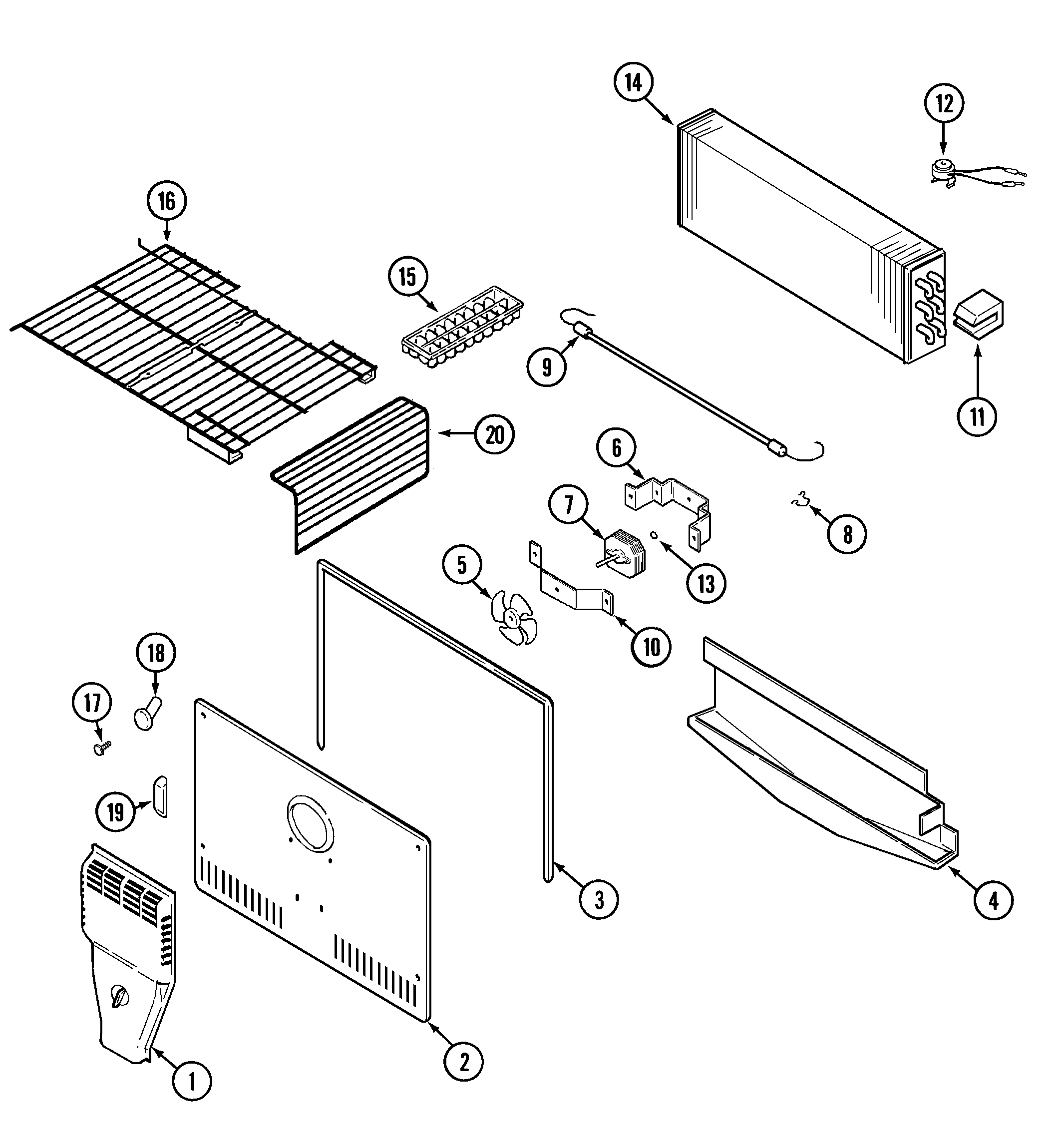 Magic Chef CTB1925GRW freezer compartment diagram