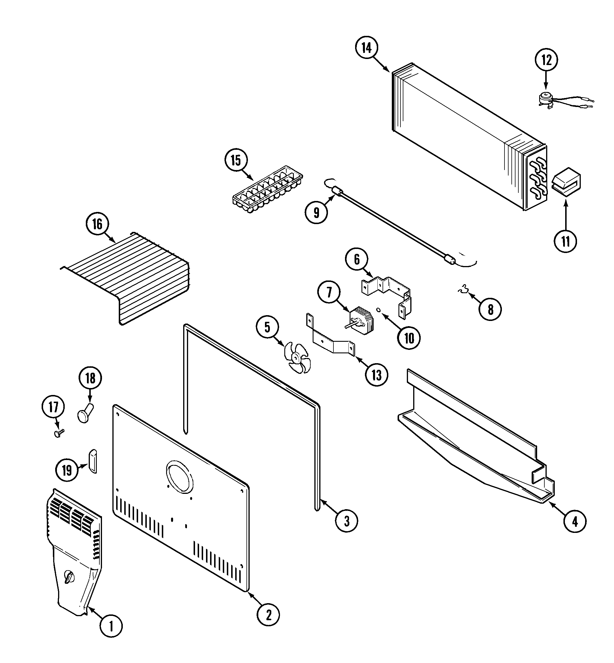 Magic Chef CTB1722GRW freezer compartment diagram
