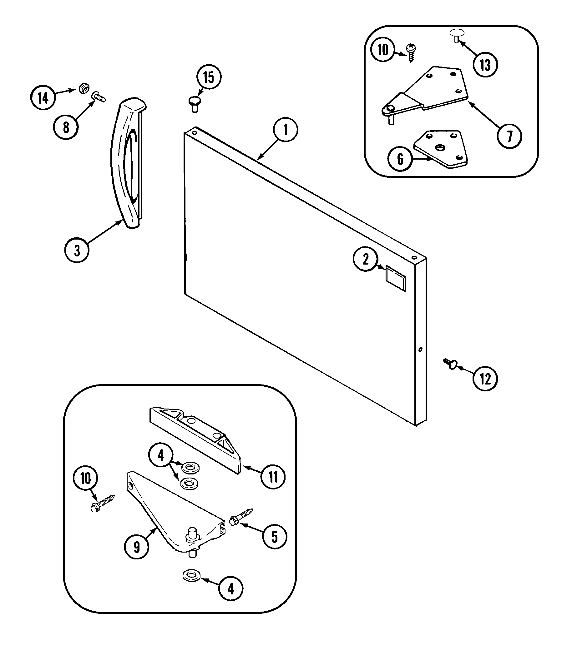 Magic Chef CTB1722GRW freezer outer door diagram